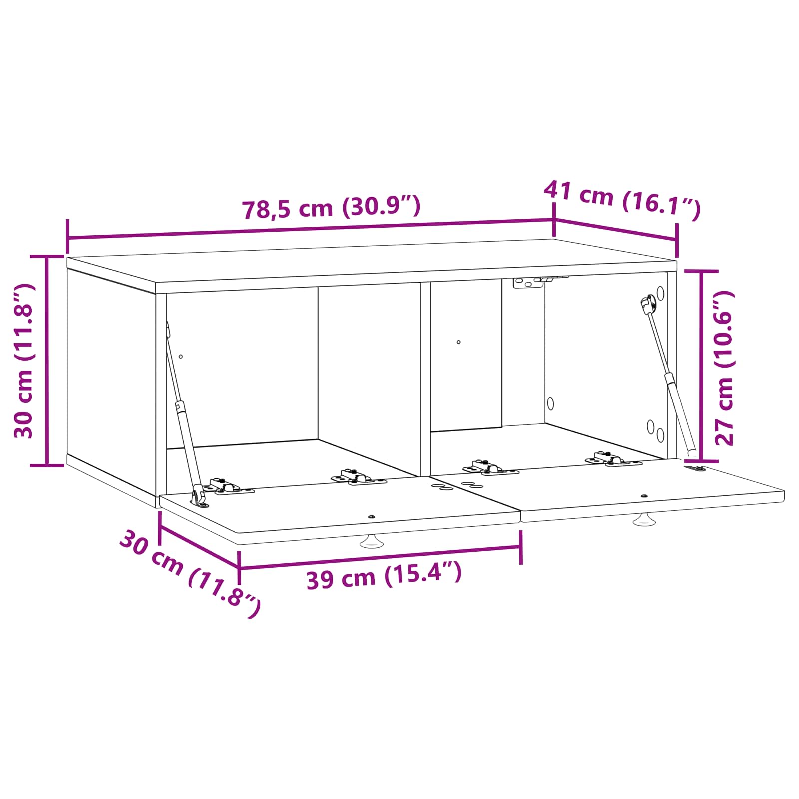 TV ormar za zid Zidne Dimljeni hrast 78,5 x 41 x 30 cm
