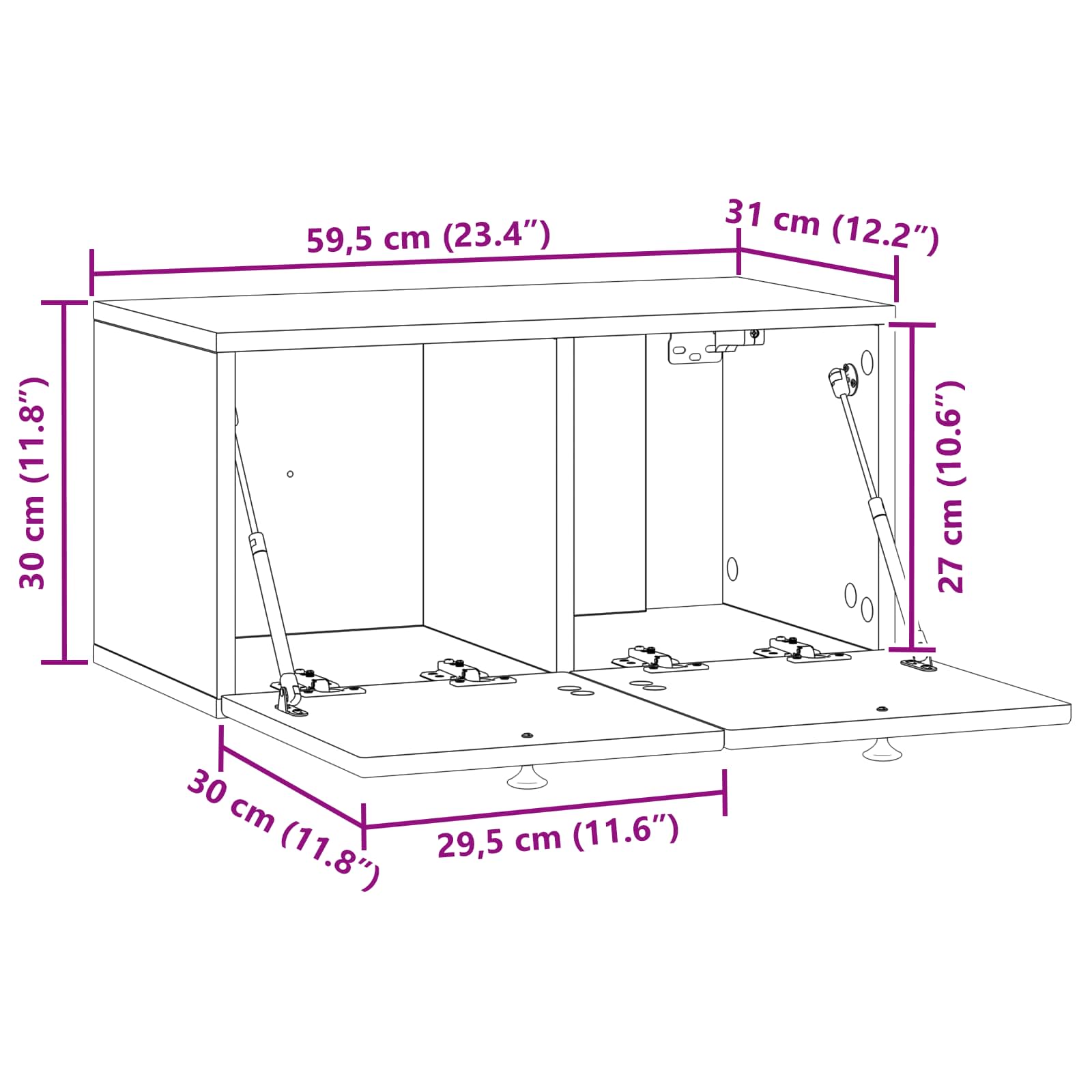 TV ormar za zid Zidne Crna 59,5 x 31 x 30 cm Konstruirano drvo