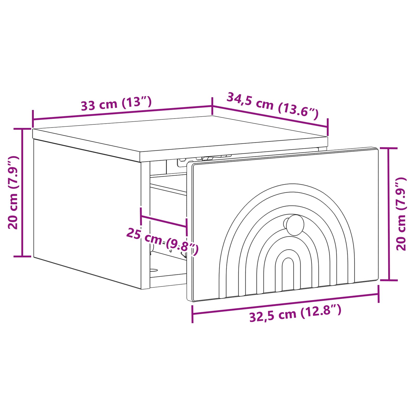 Noćni ormarić za montažu na zid s ladicama 2 pcs Staro drvo