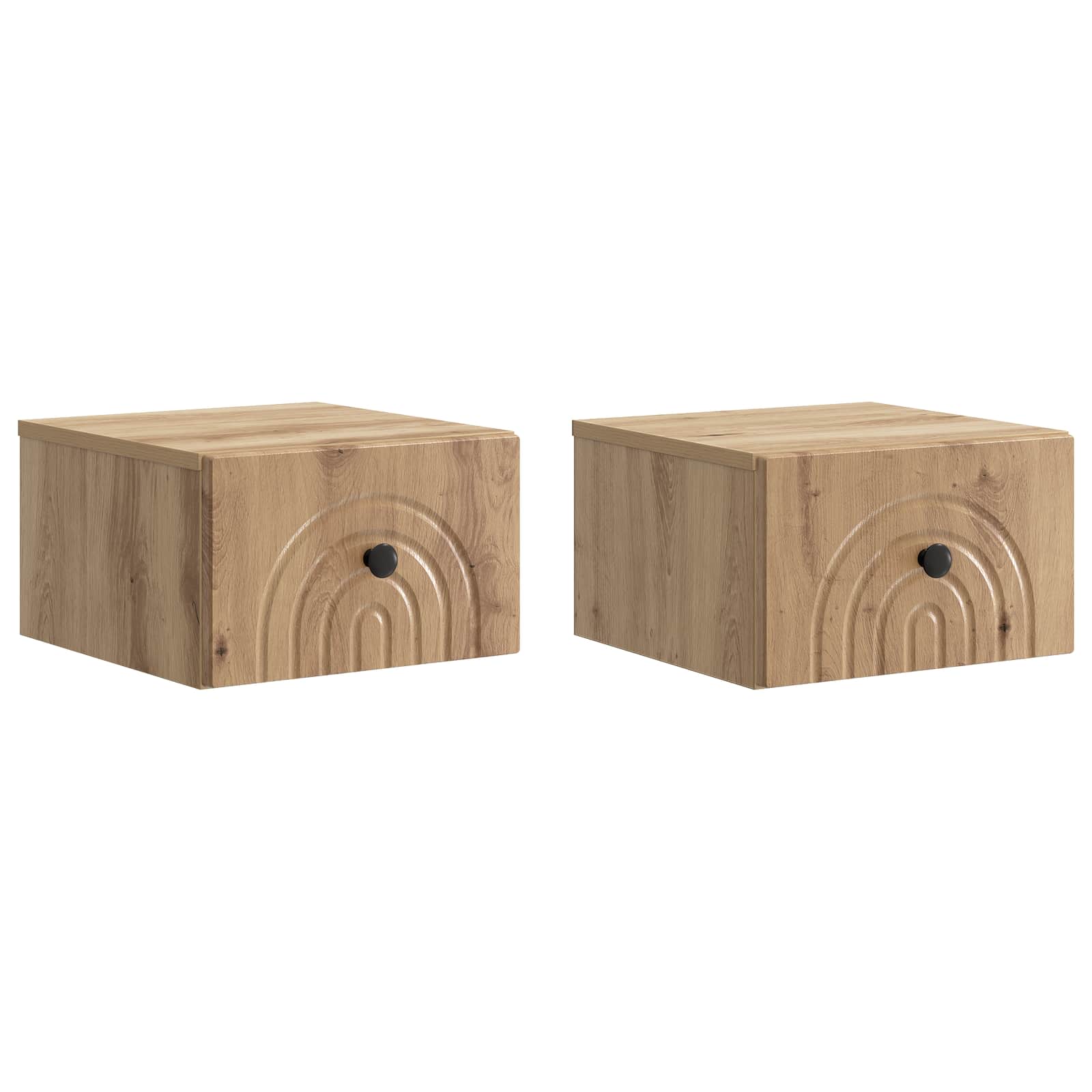 Noćni ormarić za montažu na zid s ladicama 2 pcs Hrast artisan