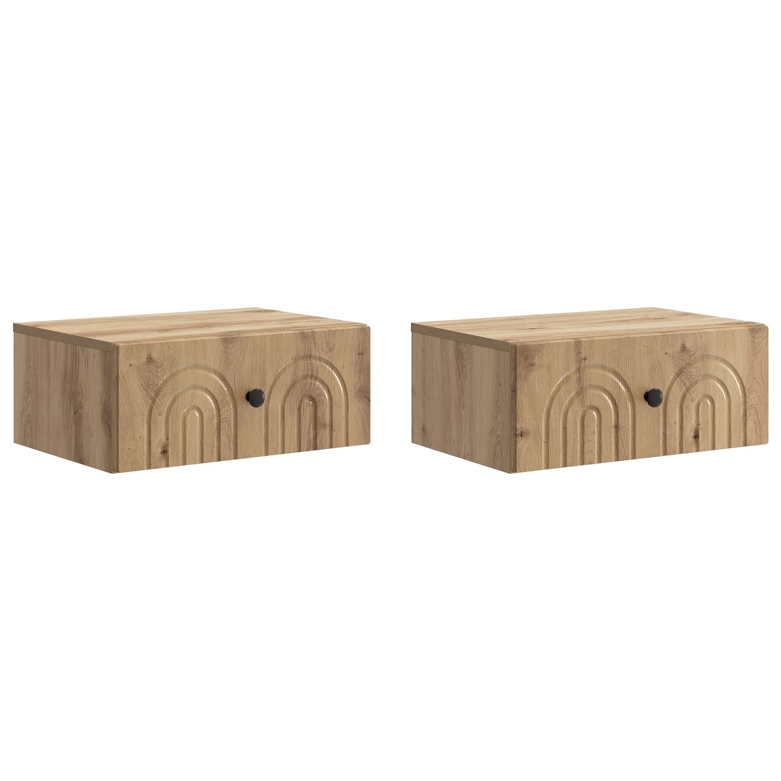Noćni ormarić za montažu na zid s ladicama 2 pcs Hrast artisan