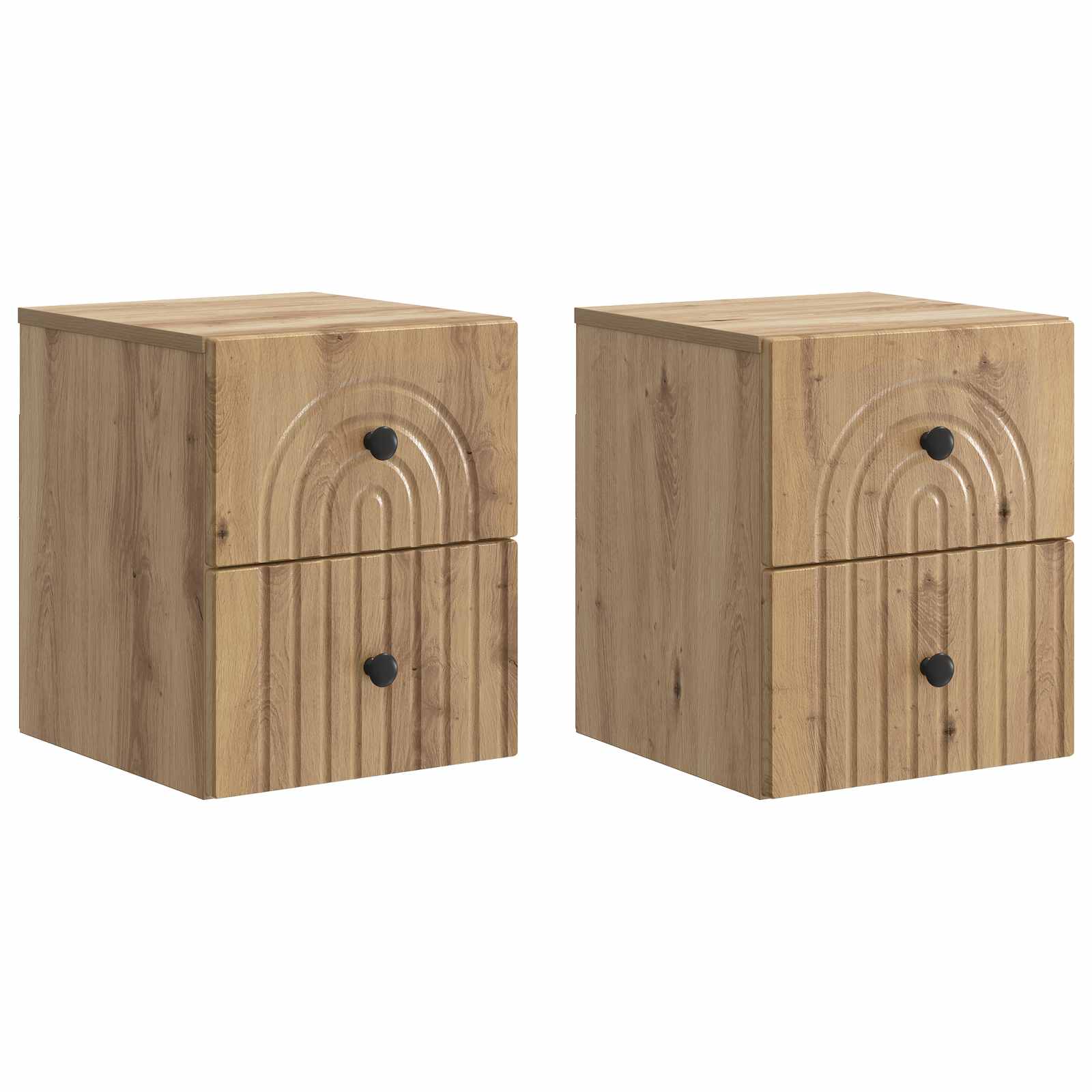 Noćni ormarić za montažu na zid s ladicama 2 pcs Hrast artisan