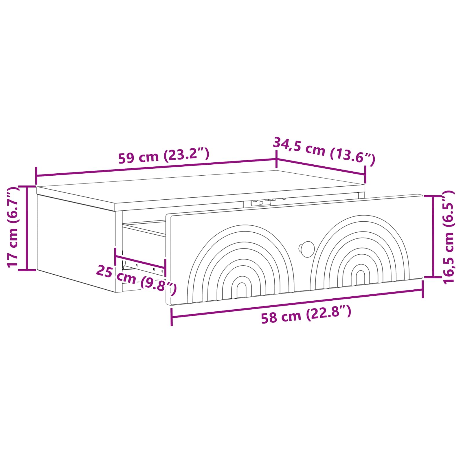 Stolna montirana na zid Staro drvo 59 x 34,5 x 17 cm