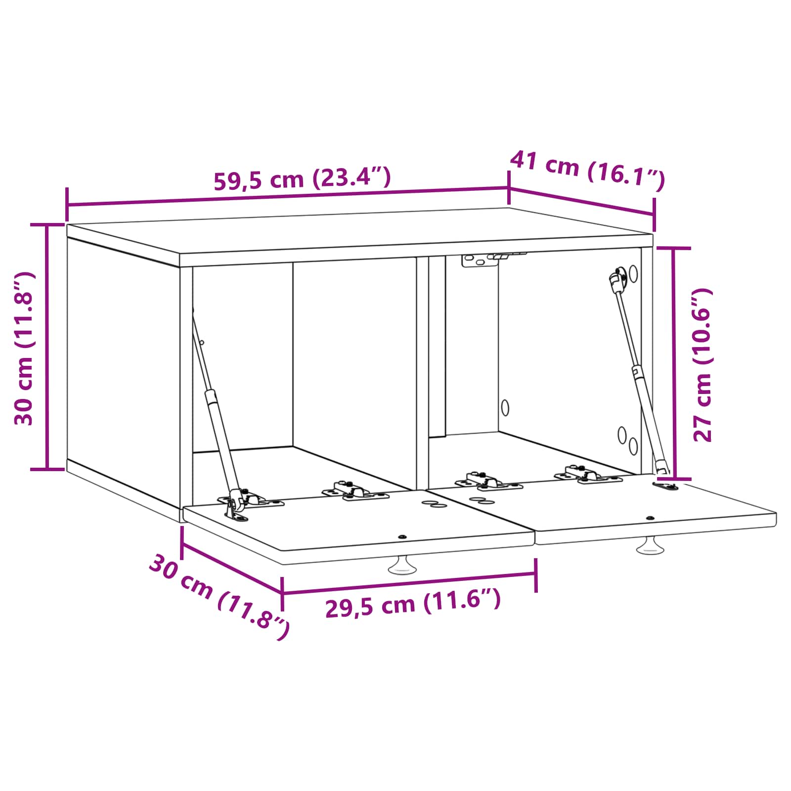 TV ormar za zid Zidne Hrast sonoma 59,5 x 41 x 30 cm