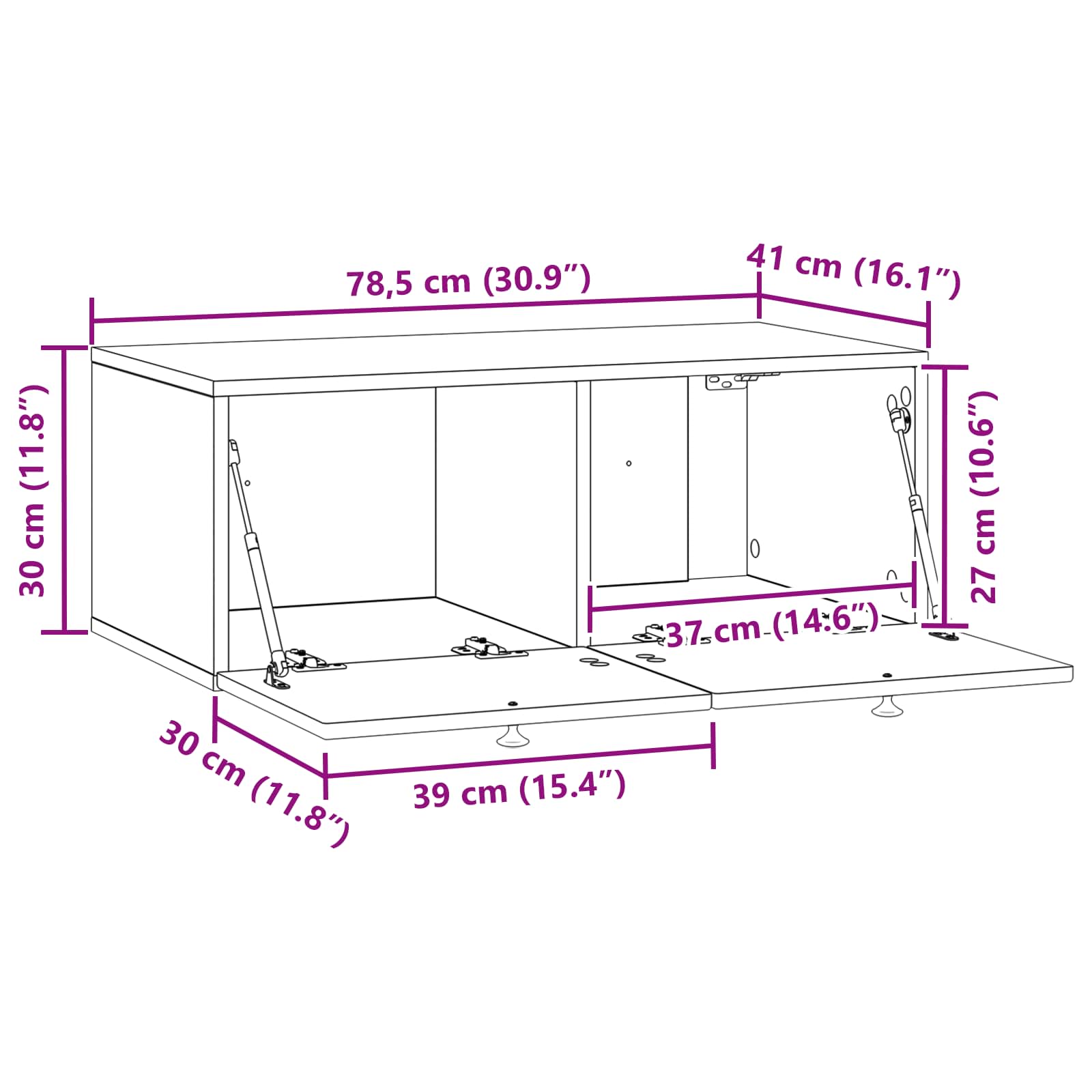 TV ormar za zid Bijela 78,5 x 41 x 30 cm Konstruirano drvo