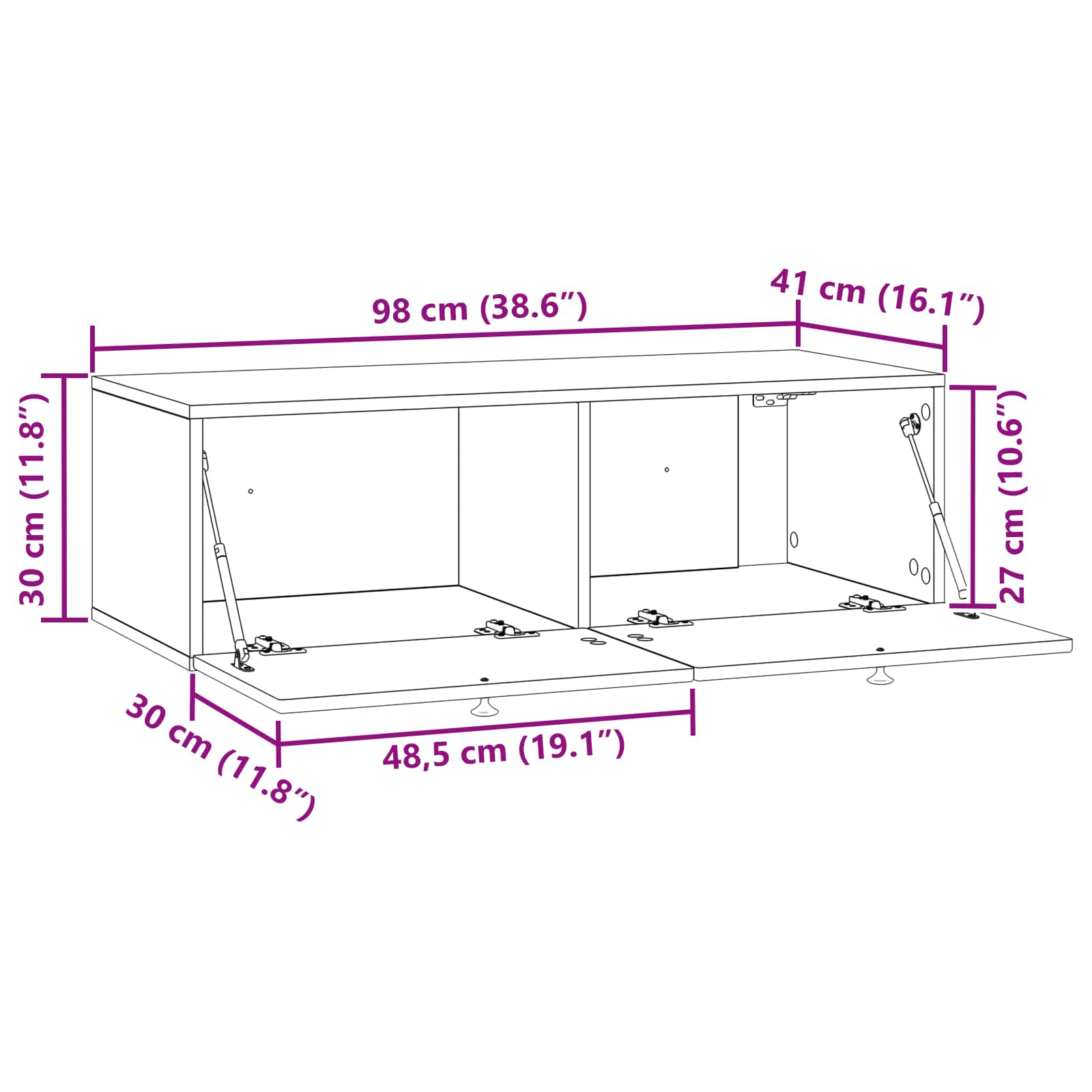 TV ormar za zid Zidne Dimljeni hrast 99 x 41 x 30 cm
