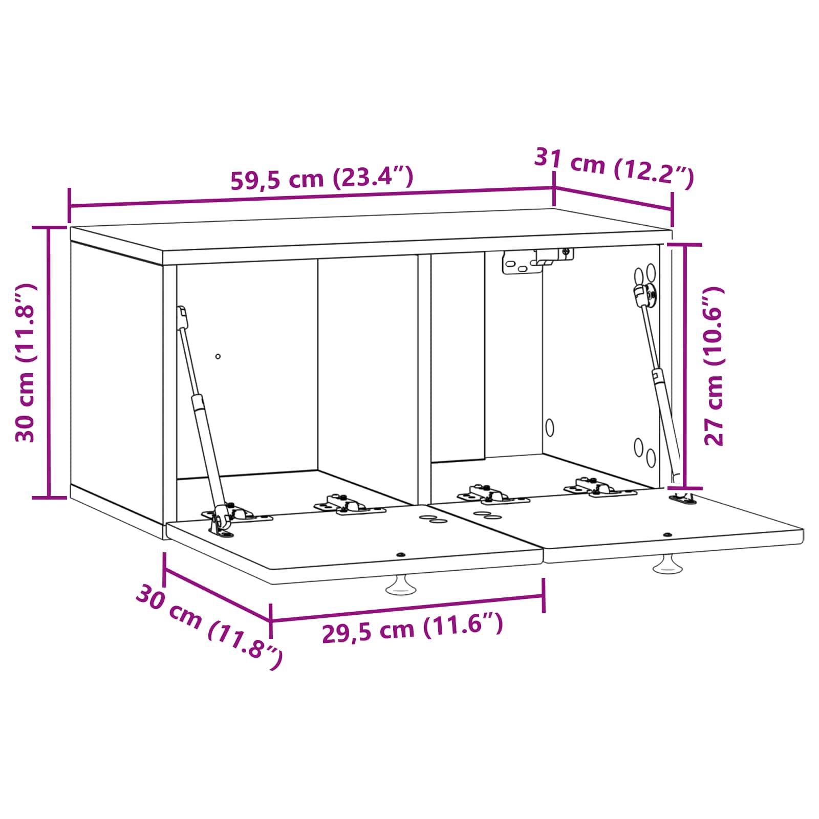 TV ormar za zid Zidne Dimljeni hrast 59,5 x 31 x 30 cm