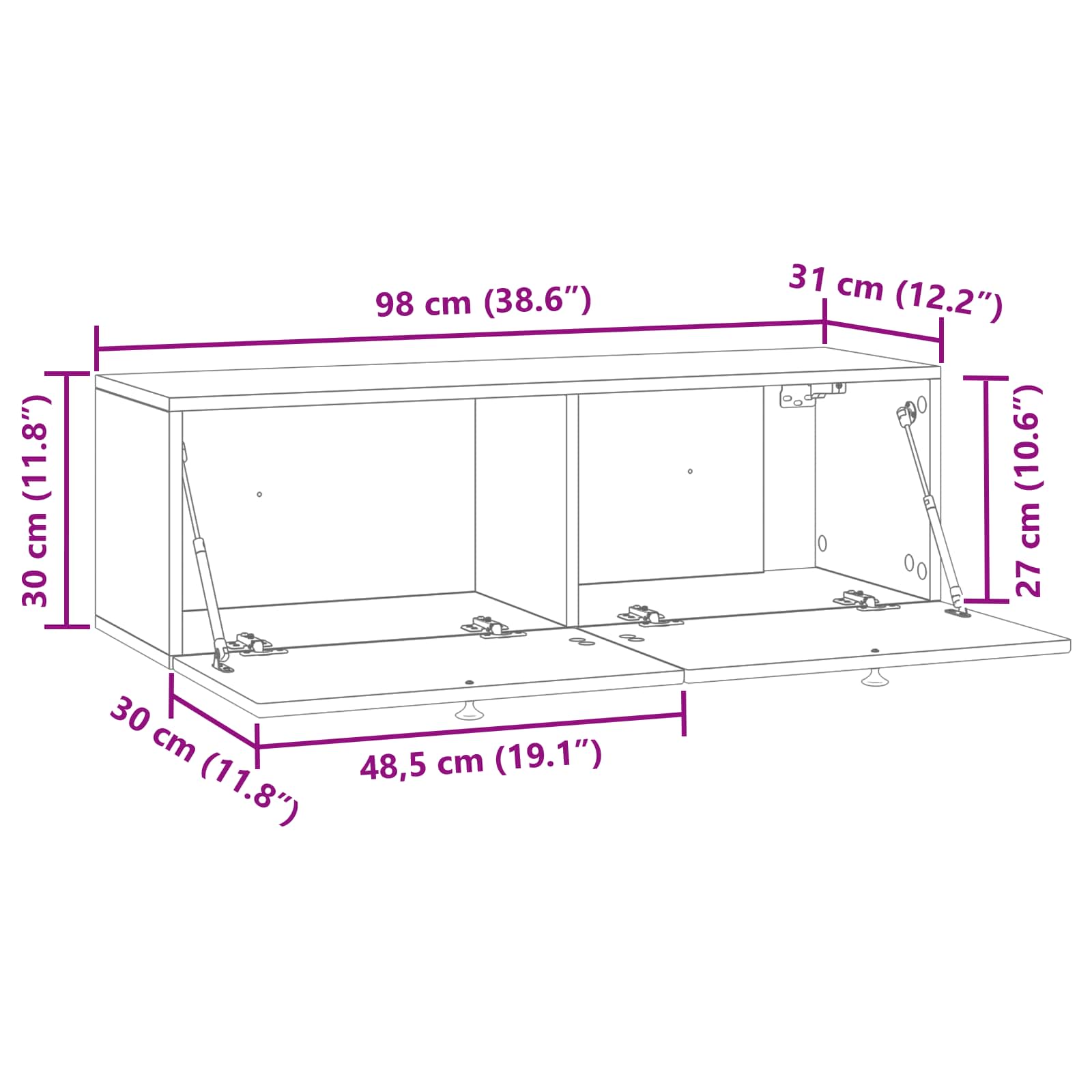 TV ormar za zid Staro drvo 98 x 31 x 30 cm Konstruirano drvo
