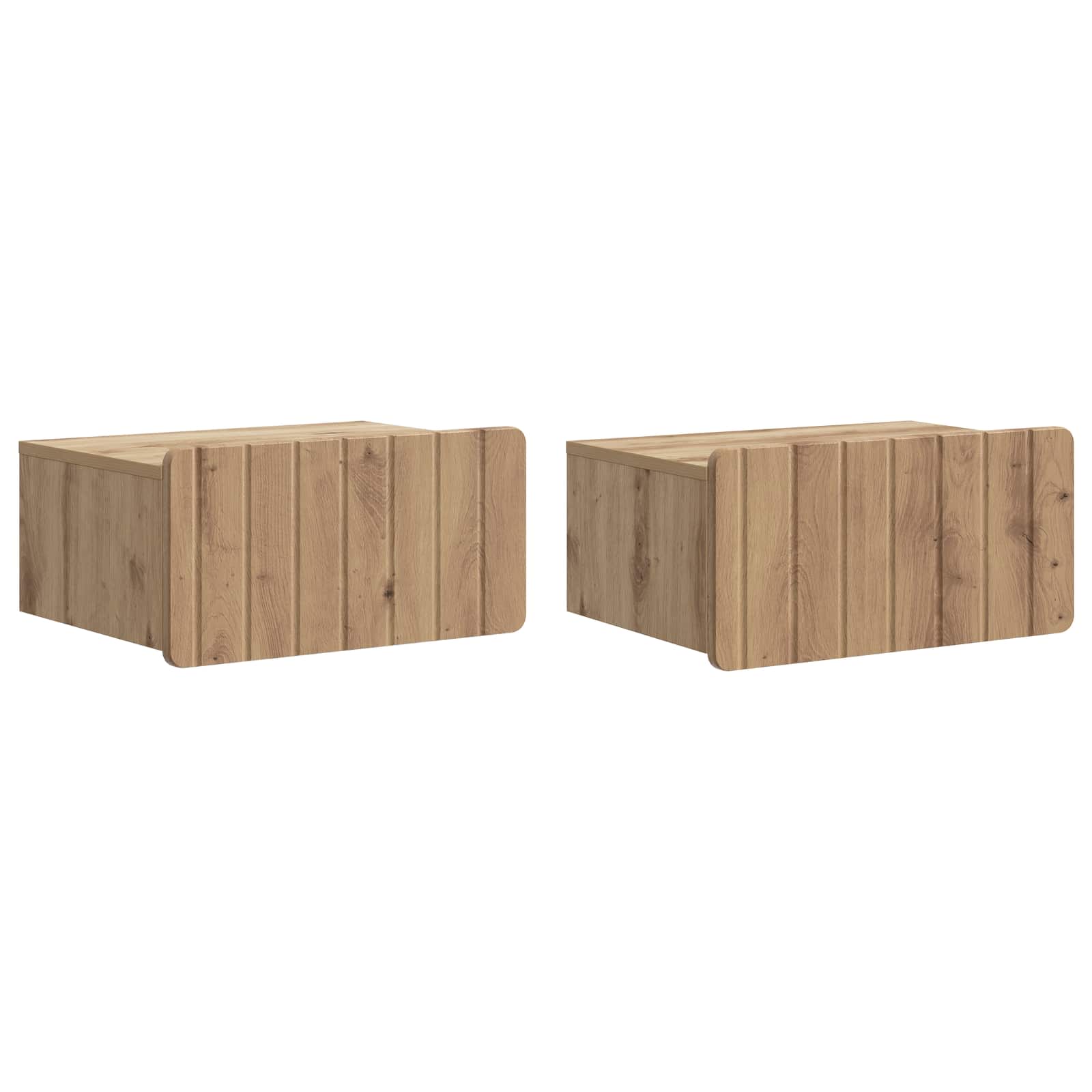 Noćni ormarić za montažu na zid s ladicama 2 pcs Hrast artisan