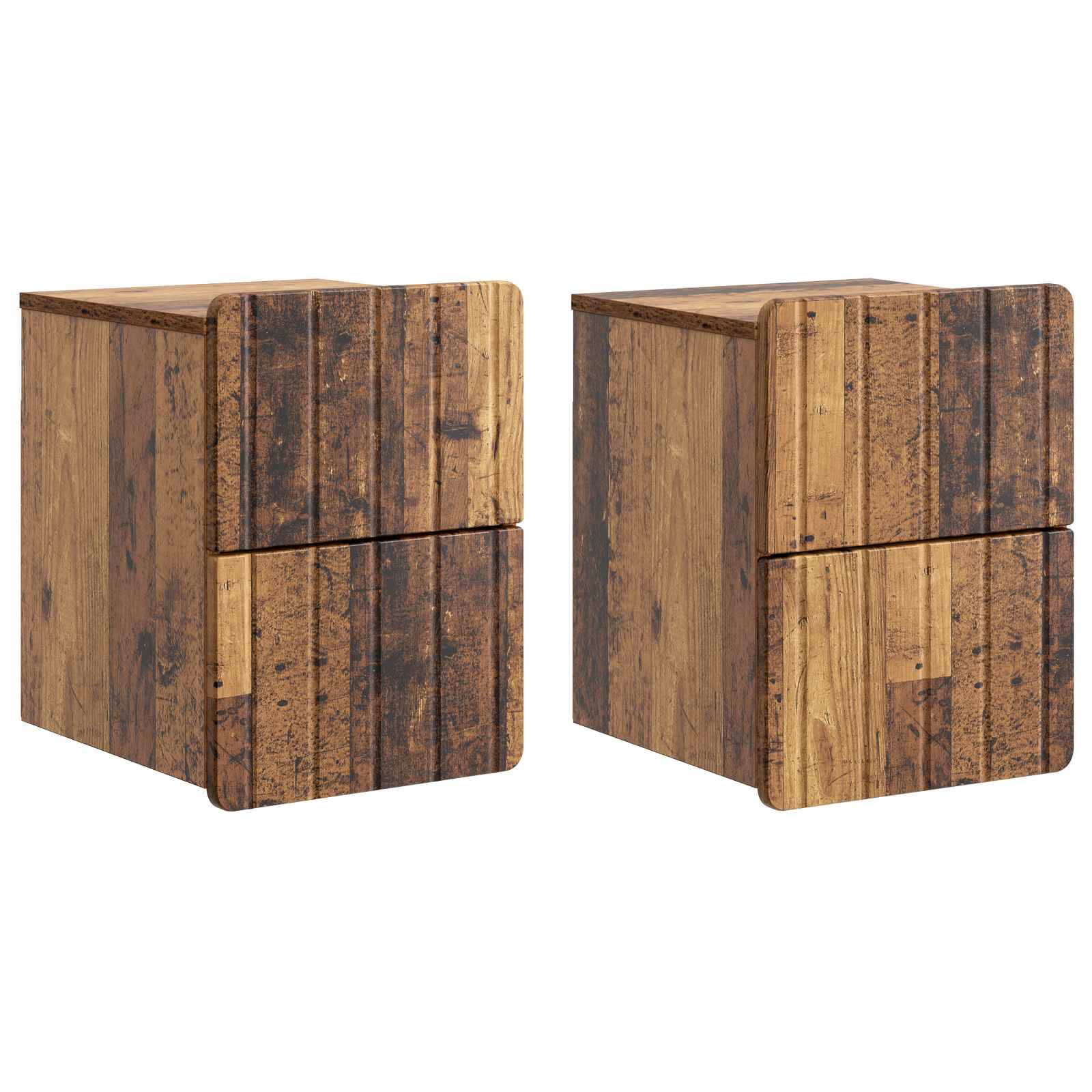 Noćni ormarić za montažu na zid s ladicama 2 pcs Staro drvo