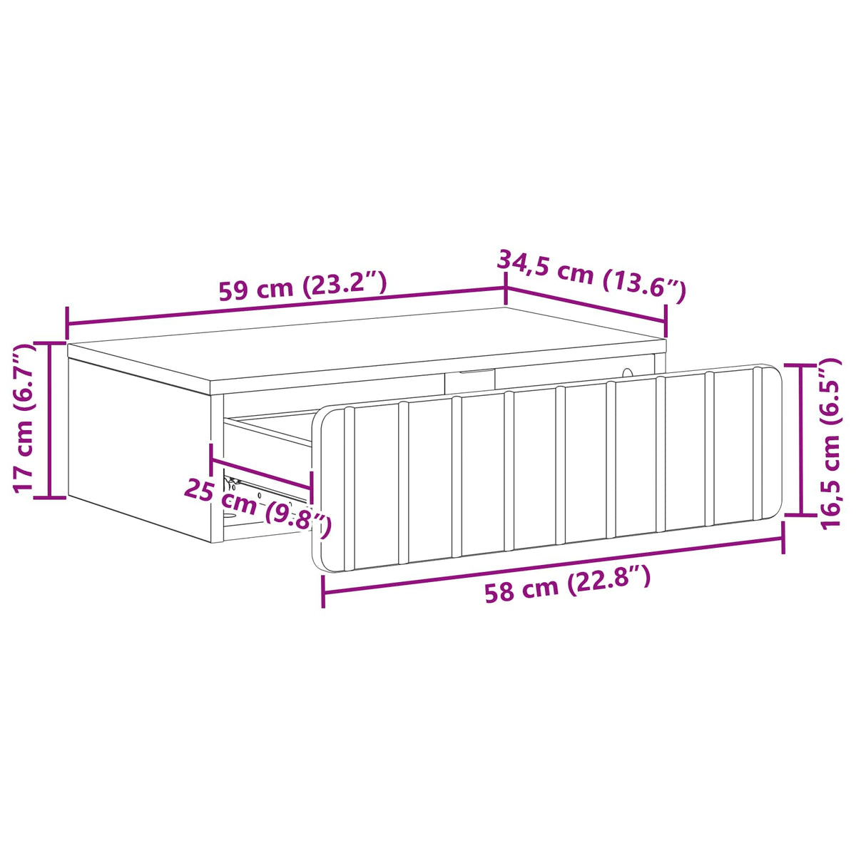 Stolna montirana na zid 59 x 34,5 x 17 cm Konstruirano drvo
