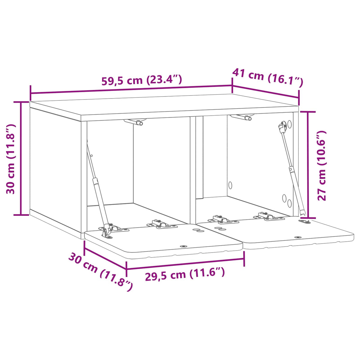 TV ormar za zid 59,5 x 41 x 30 cm Hrast artisan
