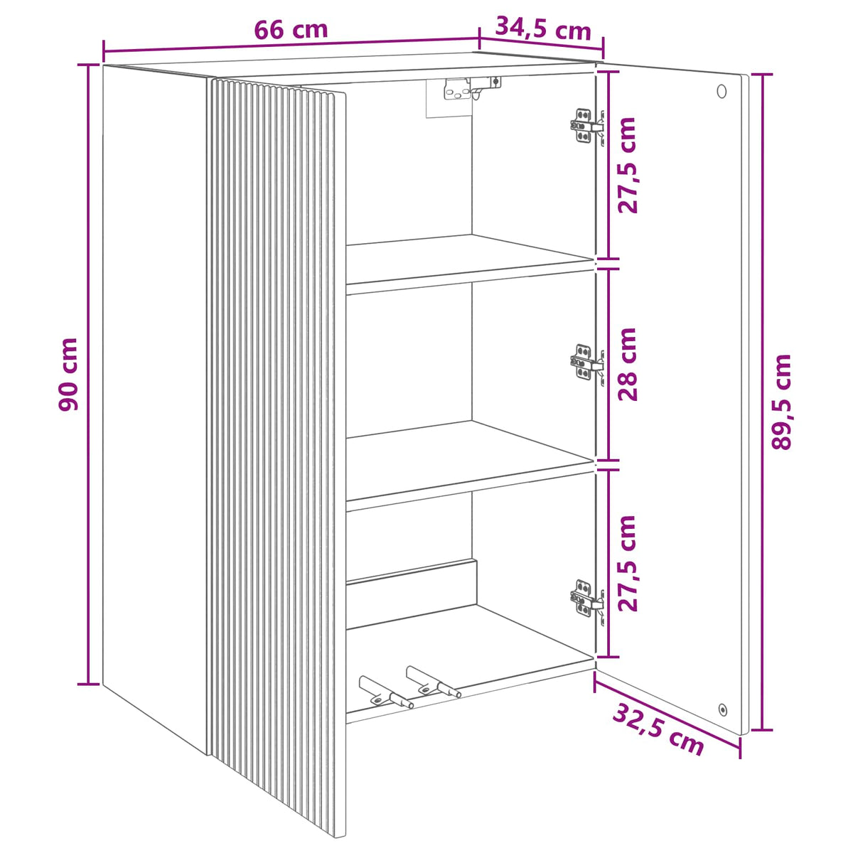 Ormar za montažu na zid 66 x 34,5 x 90 cm Konstruirano drvo