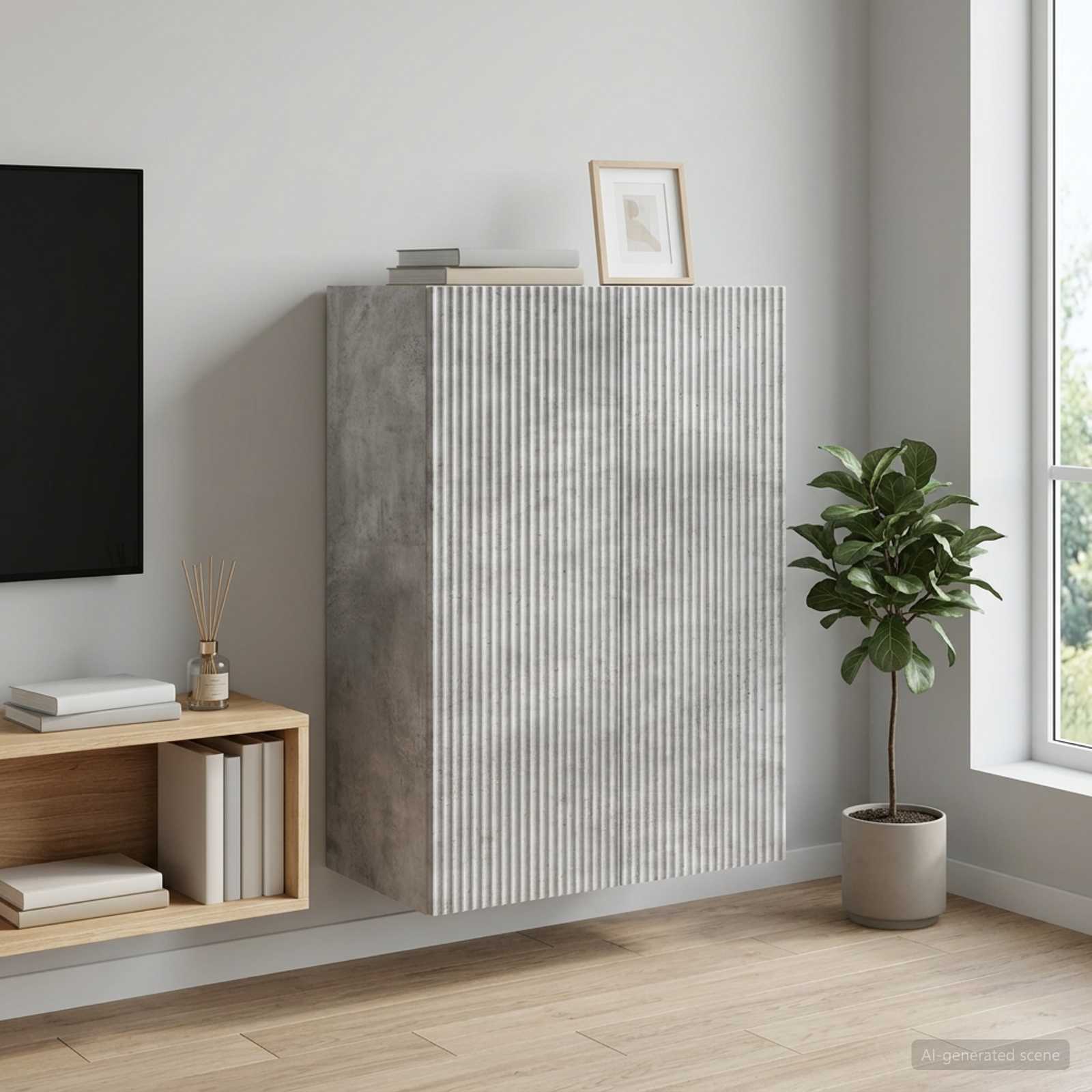 Ormar za montažu na zid Betonska siva 66 x 34,5 x 90 cm