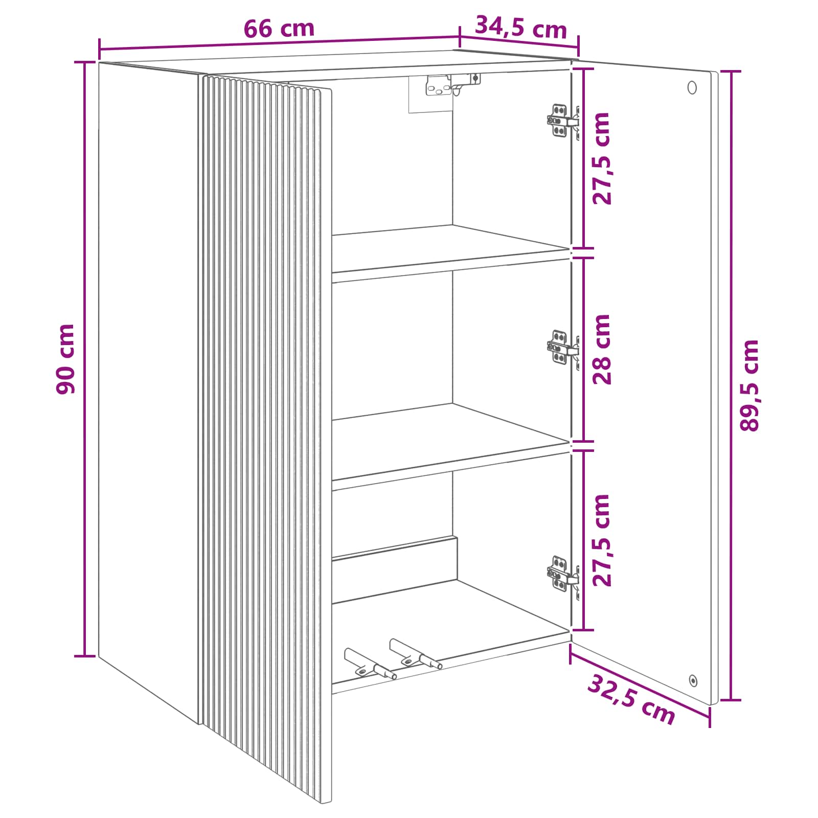 Ormar za montažu na zid 66 x 34,5 x 90 cm Konstruirano drvo