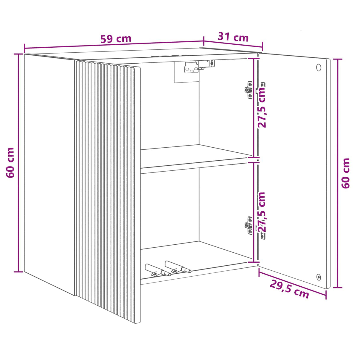 Ormar za montažu na zid 59 x 31 x 60 cm Konstruirano drvo