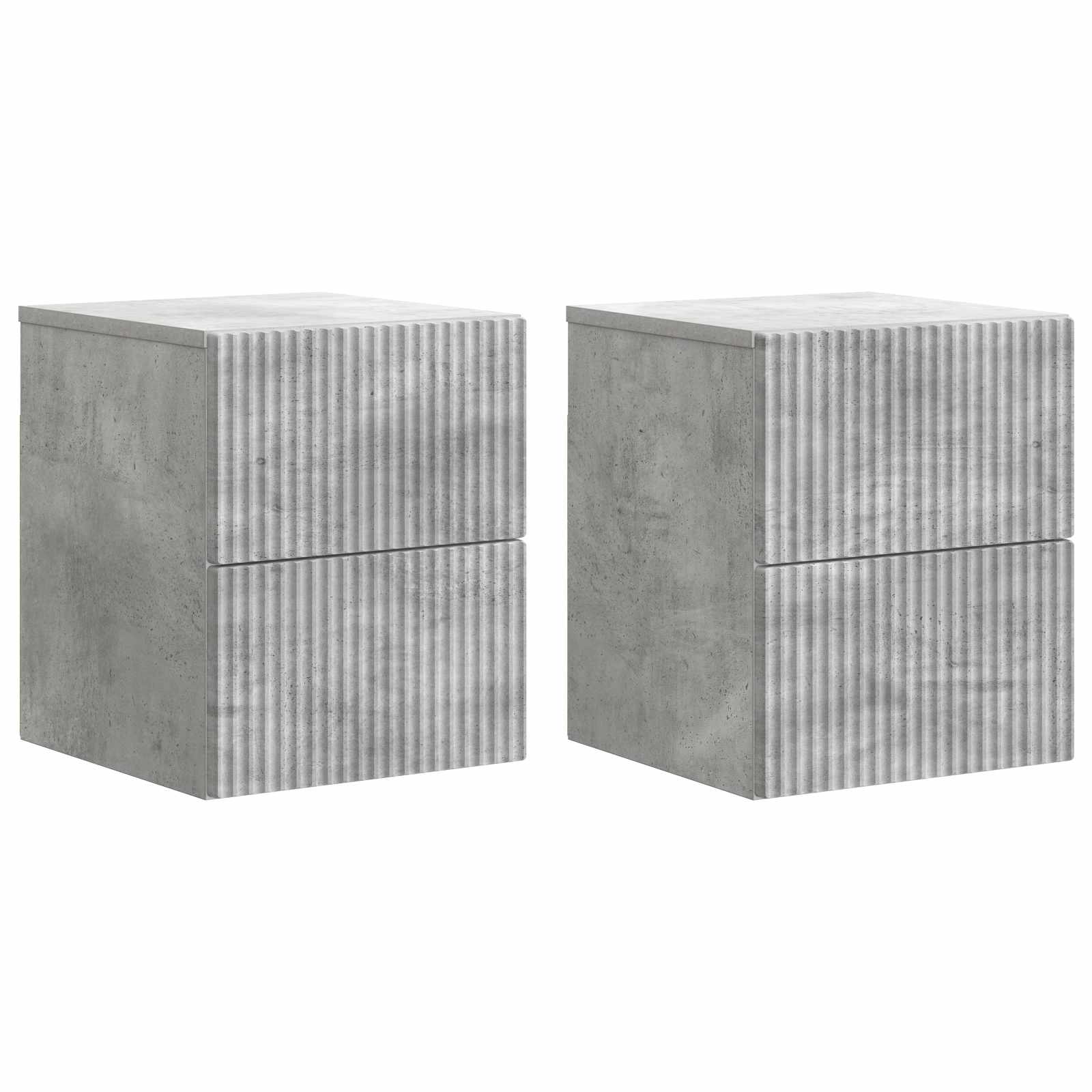 Noćni ormarić za montažu na zid s ladicama 2 pcs Betonska siva