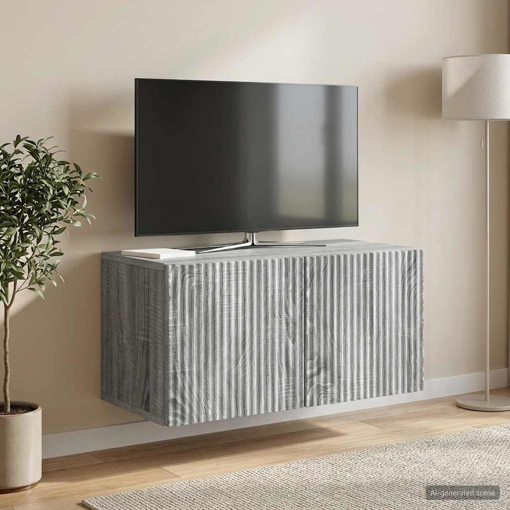TV ormar za zid 59,5 x 31 x 30 cm Siva sonoma Konstruirano drvo
