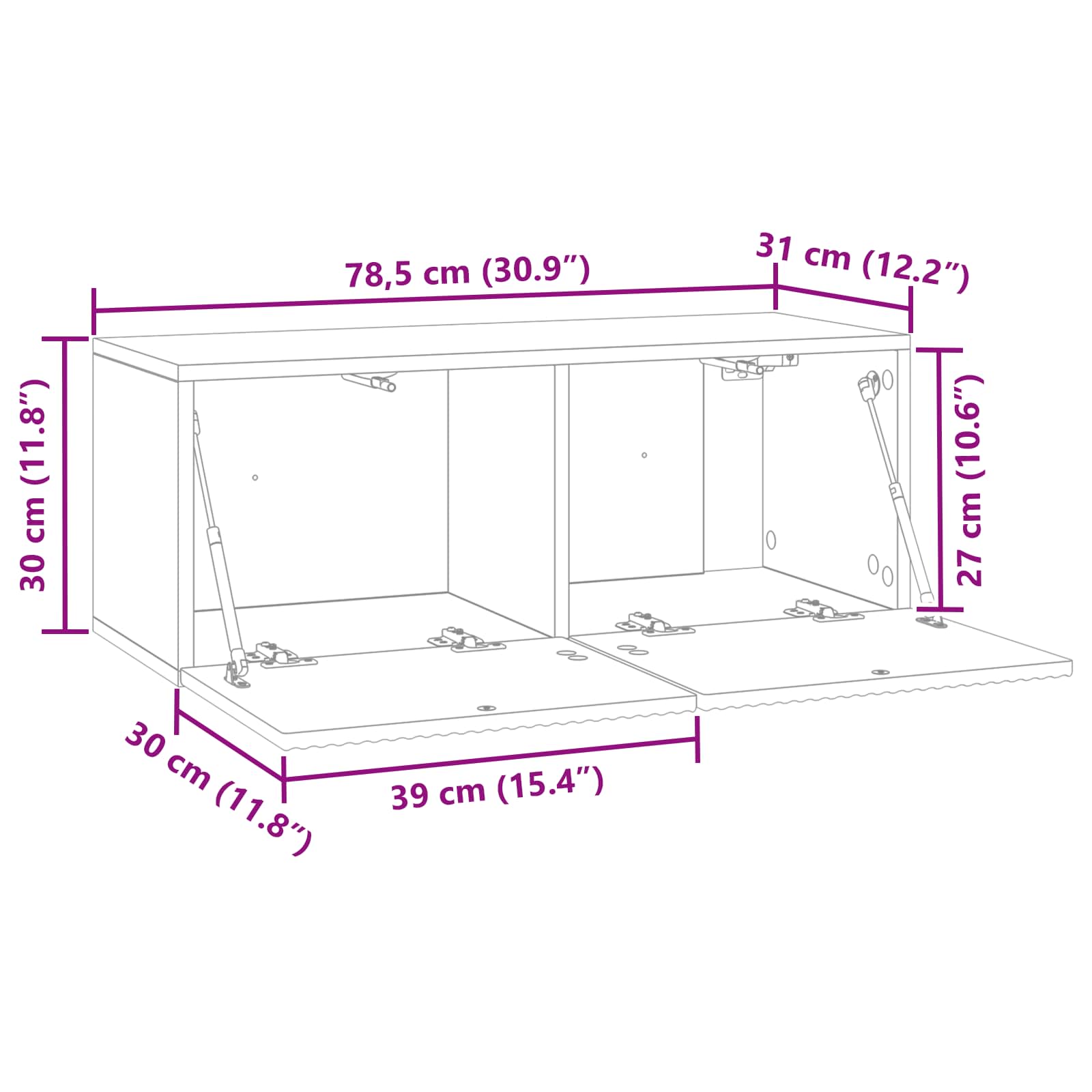 TV ormar za zid Zidne Dimljeni hrast 78,5 x 31 x 30 cm