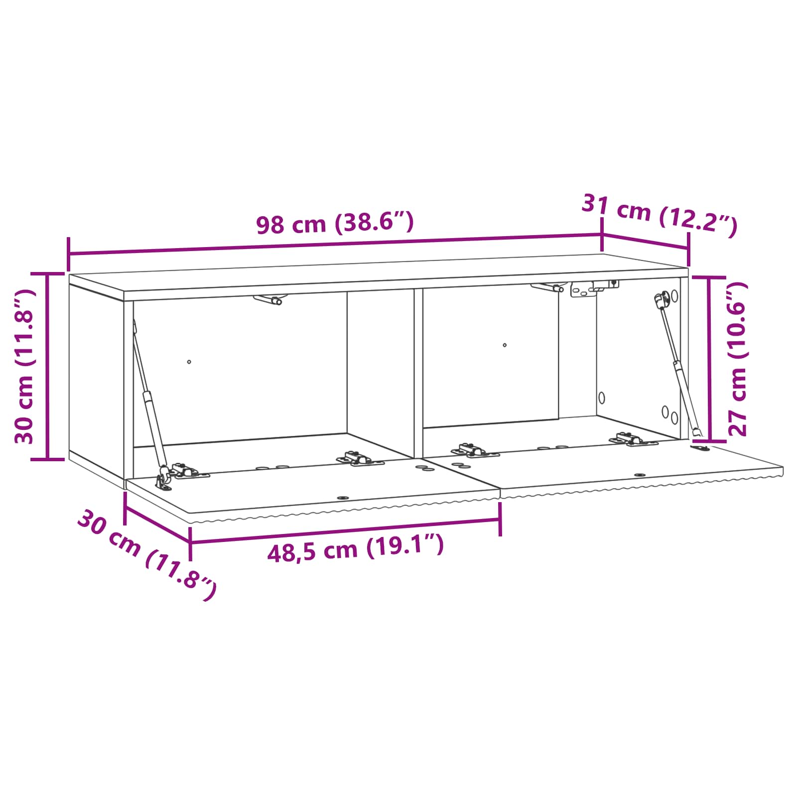 TV ormar za zid Staro drvo 98 x 31 x 30 cm Konstruirano drvo