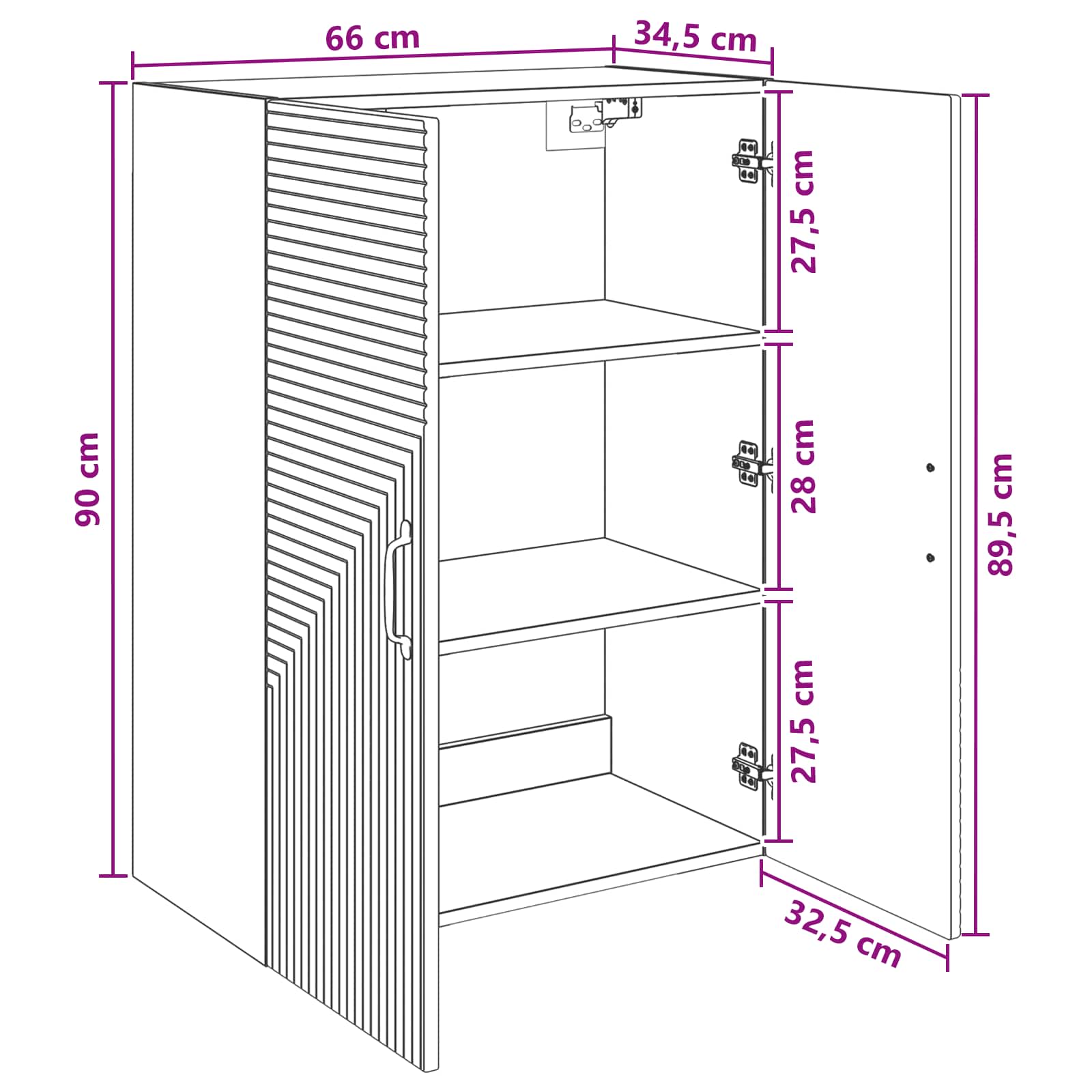 Ormar za montažu na zid Crna 66 x 34,5 x 90 cm