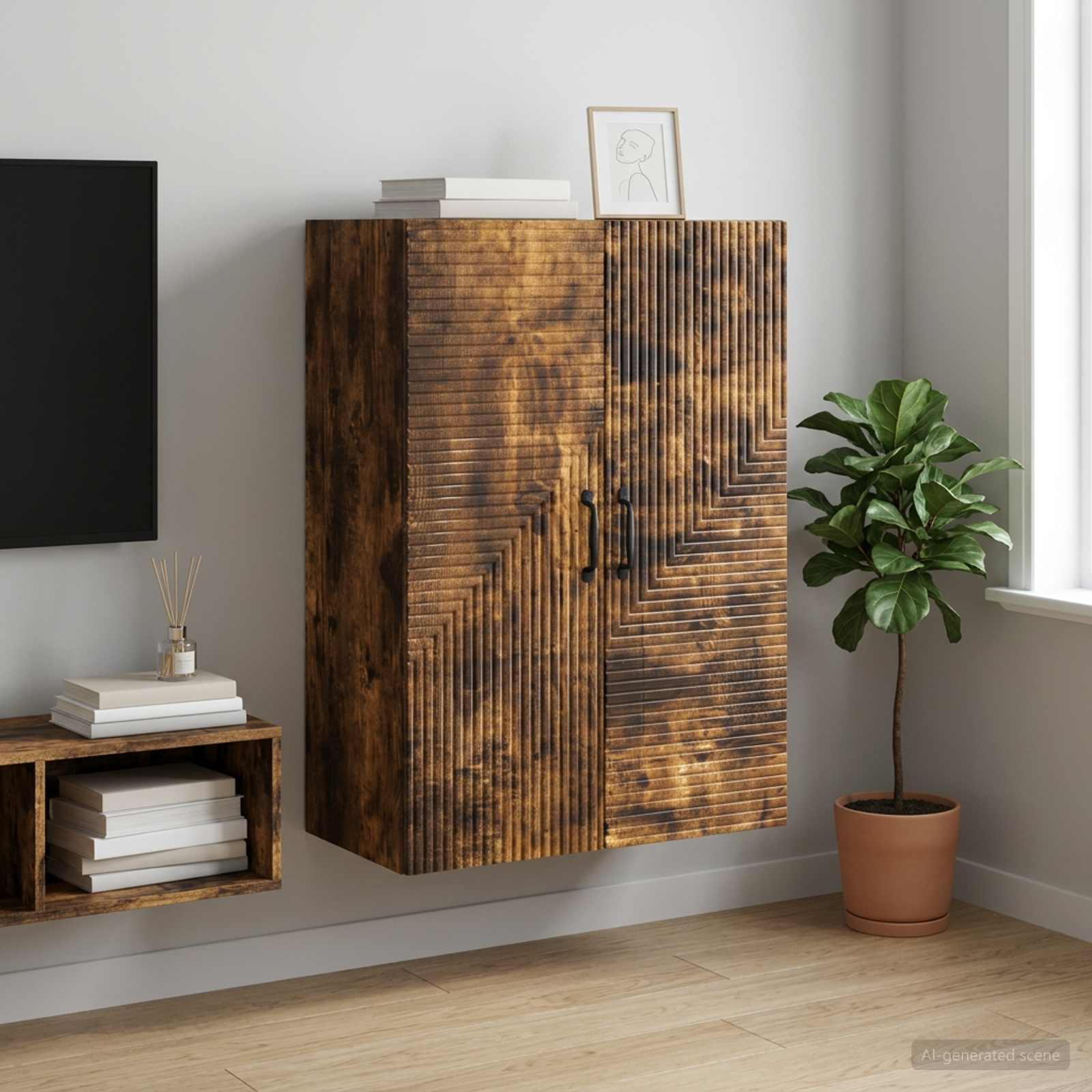 Ormar za montažu na zid Dimljeni hrast 66 x 34,5 x 90 cm