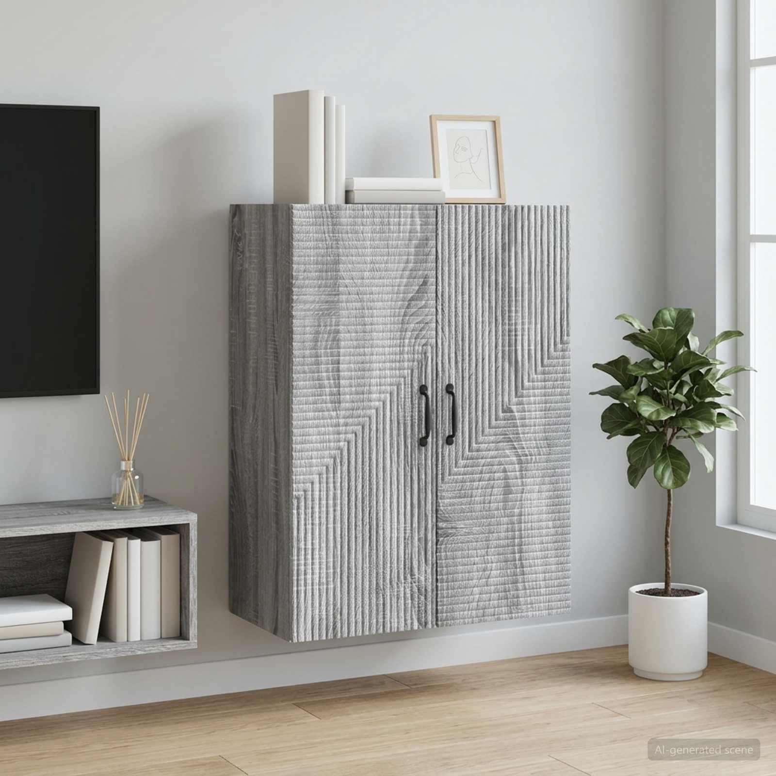Ormar za montažu na zid Siva Sonoma 66 x 34,5 x 90 cm