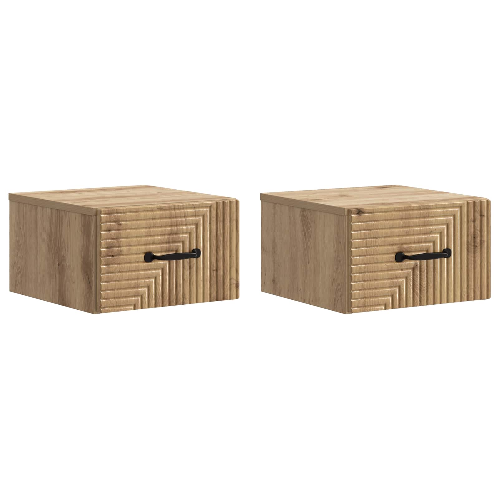 Noćni ormarić za montažu na zid s ladicama 2 pcs Hrast artisan
