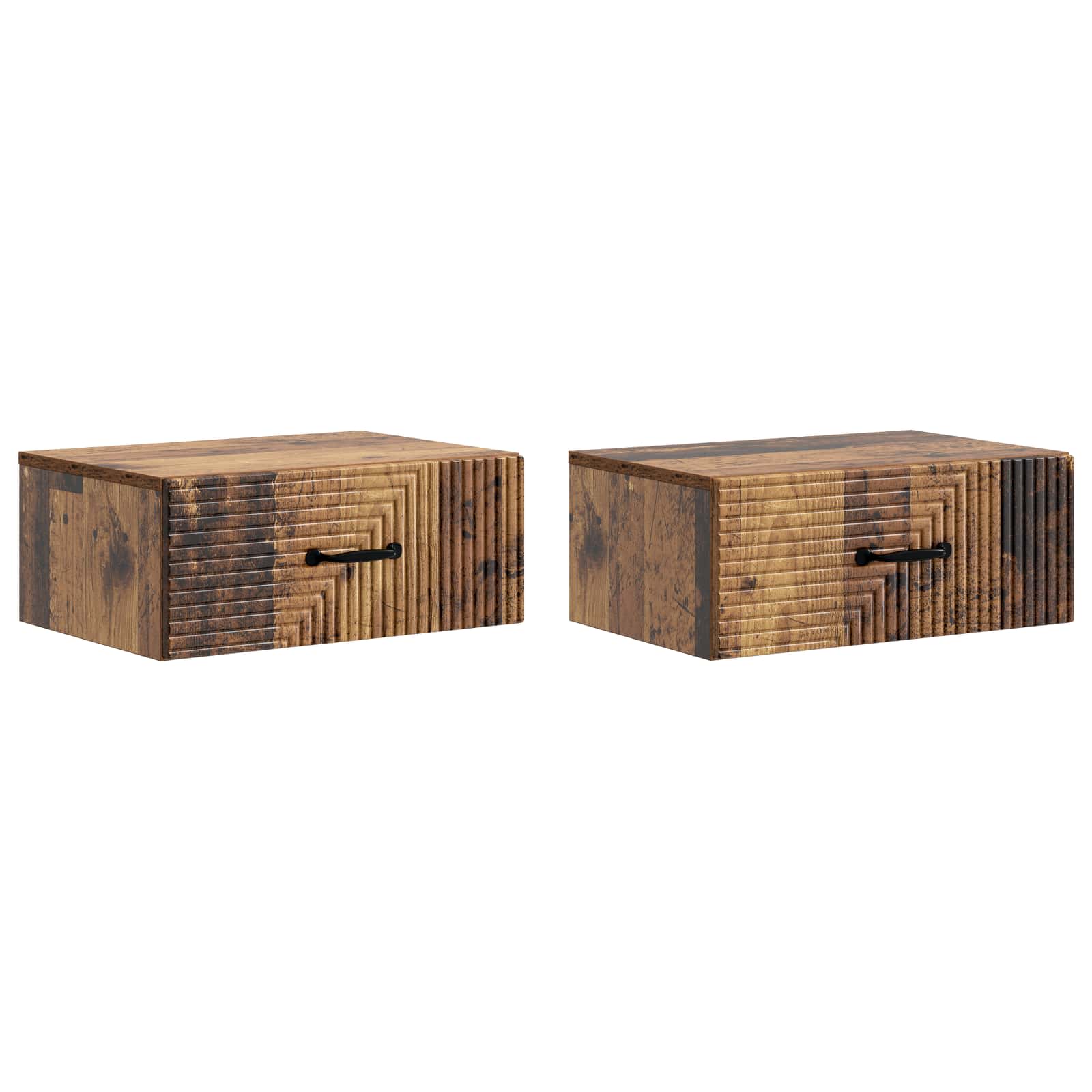 Noćni ormarić za montažu na zid s ladicama 2 pcs Staro drvo