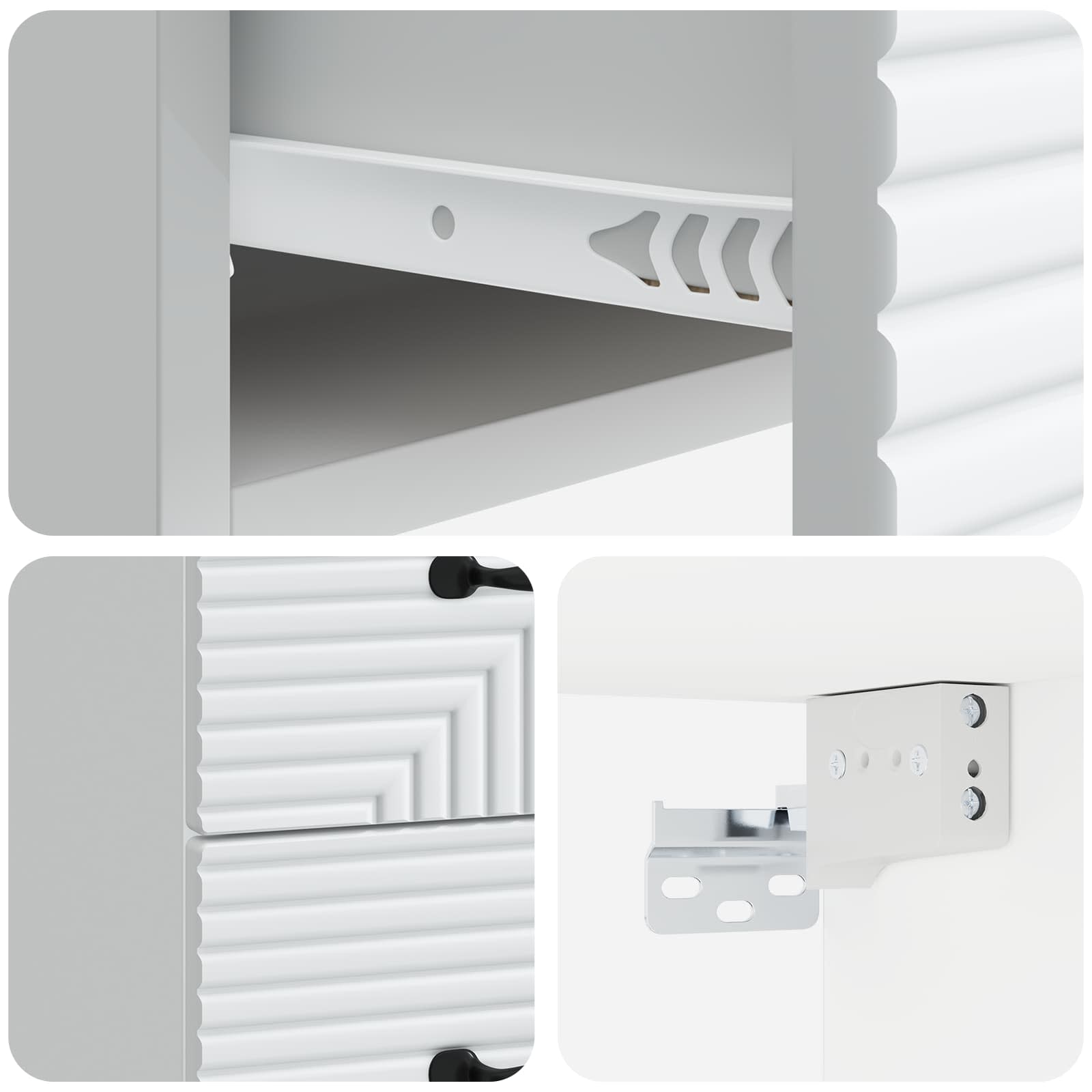Noćni ormarić za montažu na zid 2 pcs Bijela 34,5 x 33 x 40 cm