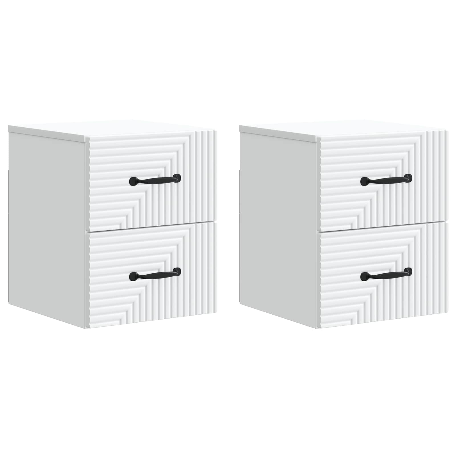 Noćni ormarić za montažu na zid 2 pcs Bijela 34,5 x 33 x 40 cm