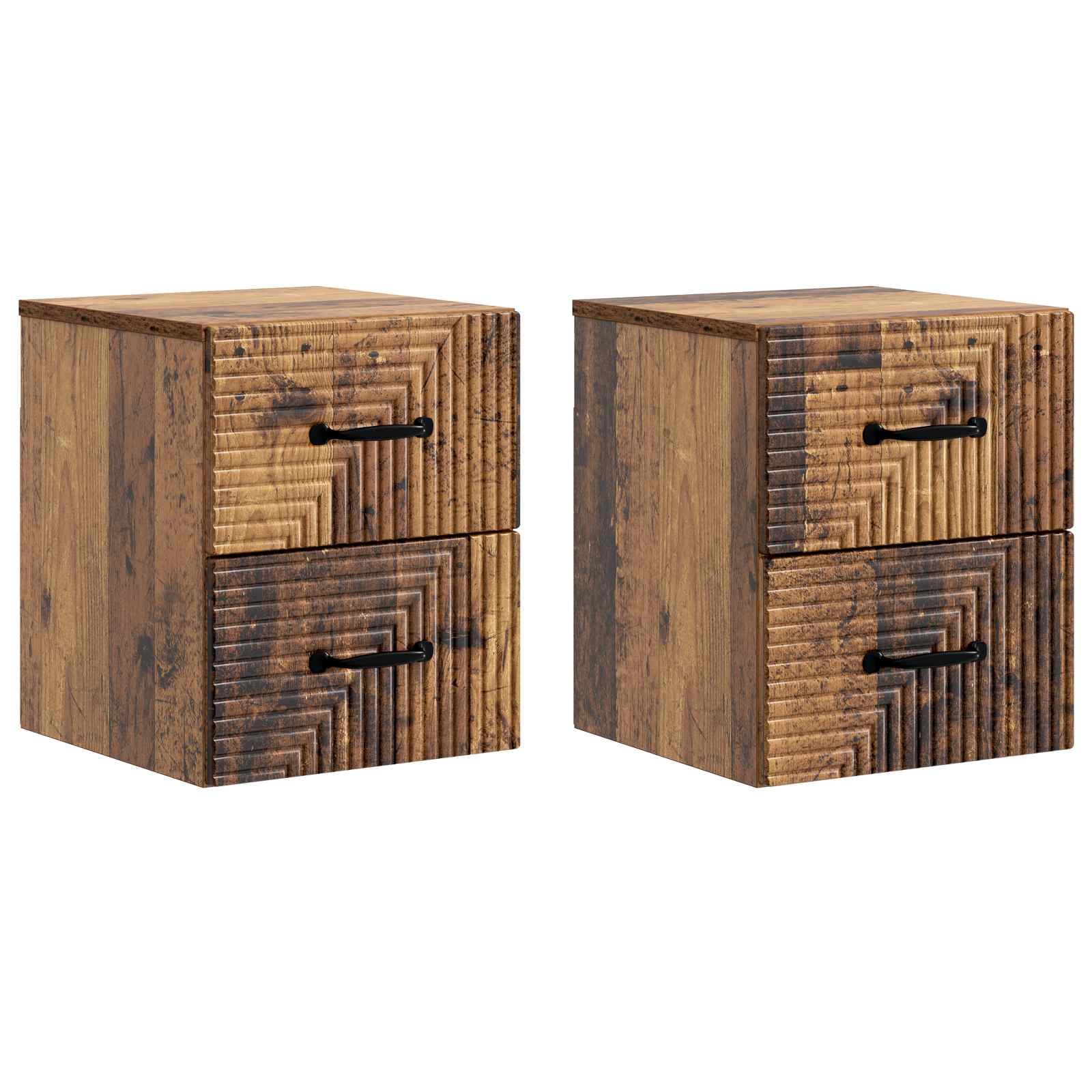 Noćni ormarić za montažu na zid s ladicama 2 pcs Staro drvo