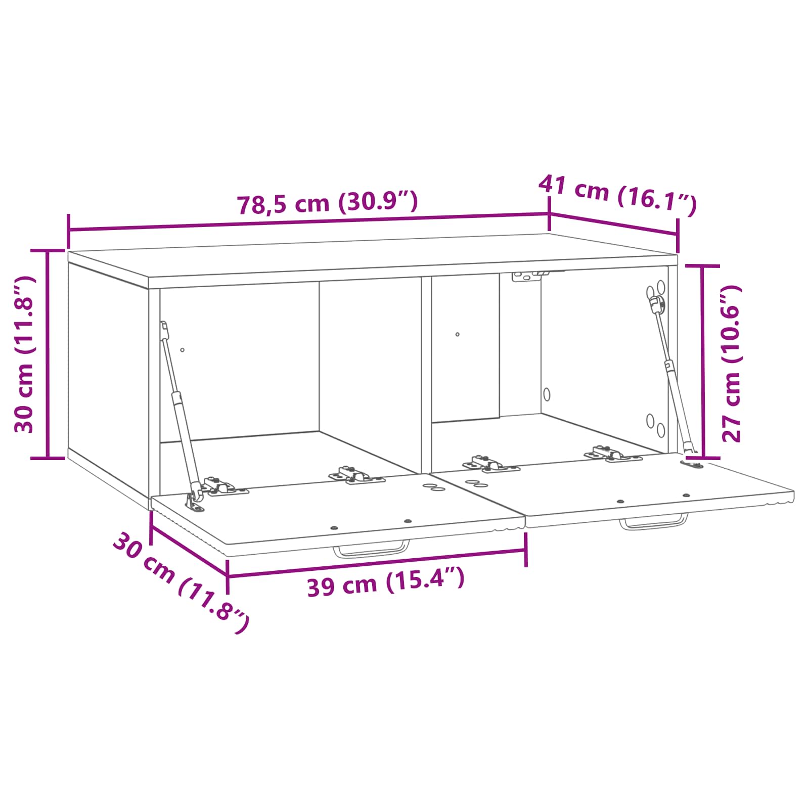 TV ormar za zid Bijela 78,5 x 41 x 30 cm Konstruirano drvo