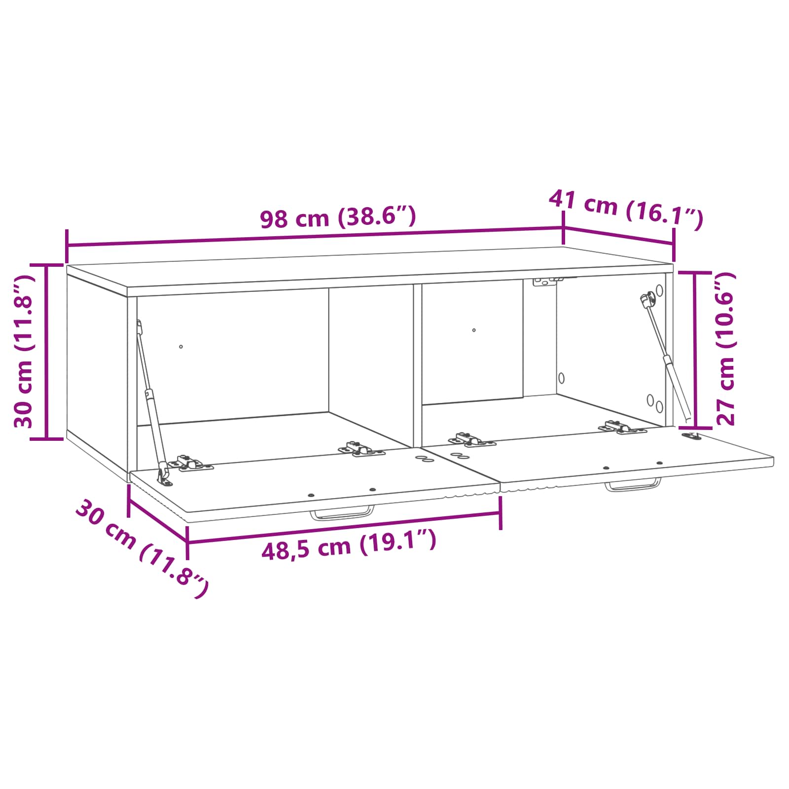 TV ormar za zid Hrast artisan 98 x 41 x 30 cm Konstruirano drvo