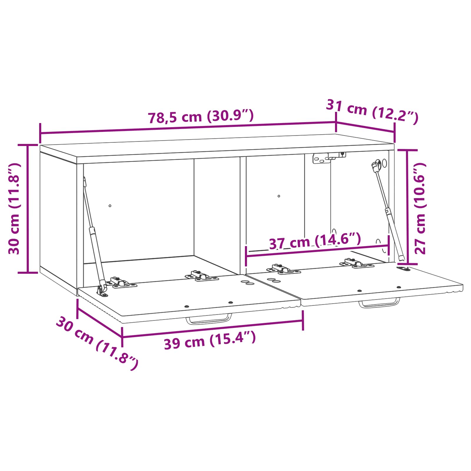 TV ormar za zid Zidne Crna 78,5 x 31 x 30 cm Konstruirano drvo