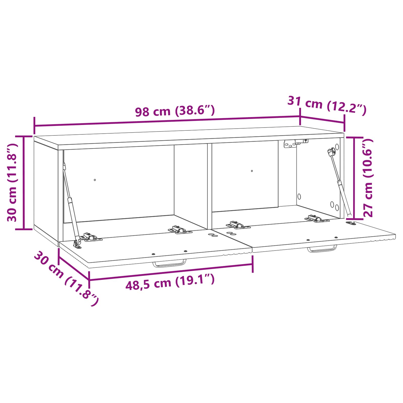 TV ormar za zid Zidne Crna 98 x 31 x 30 cm Konstruirano drvo