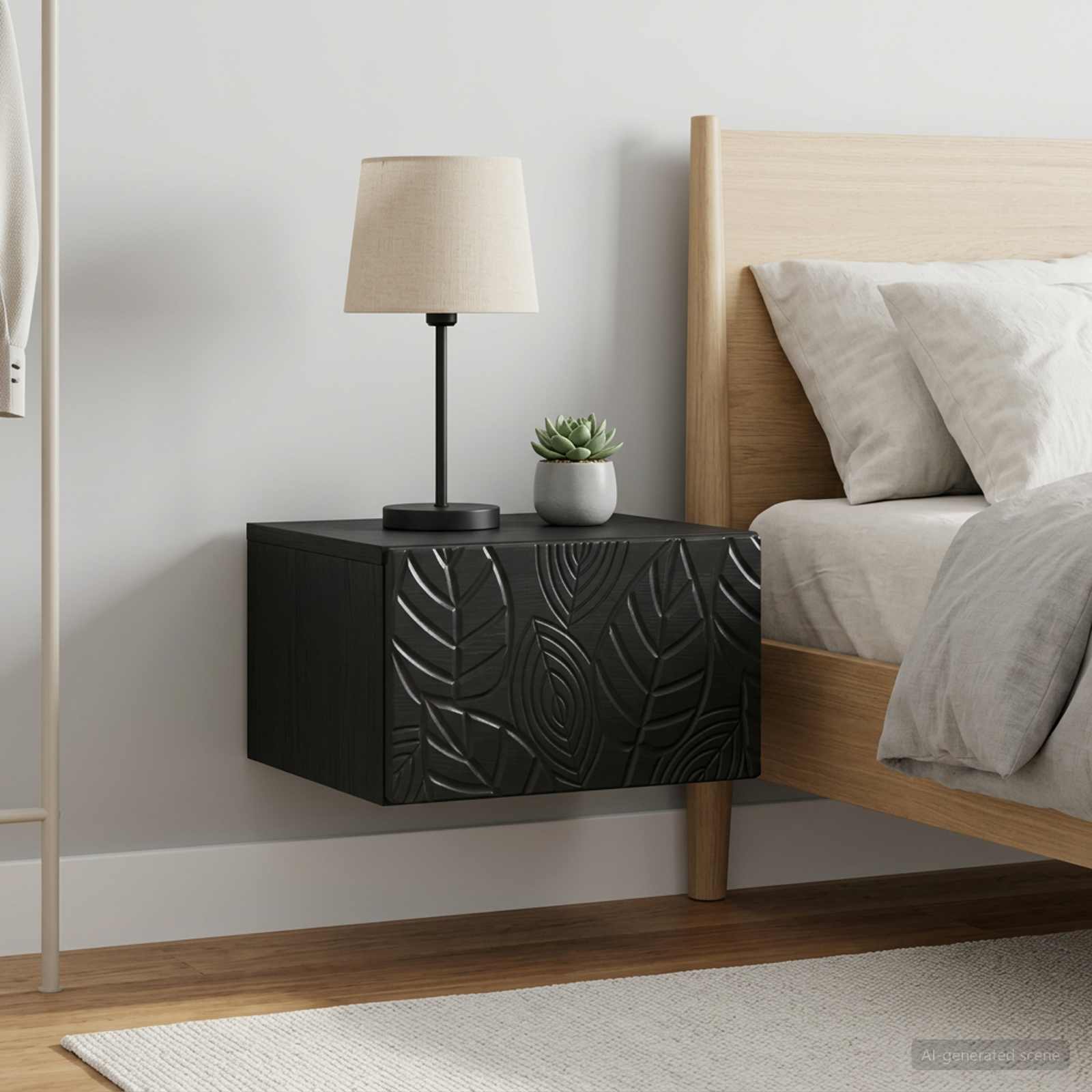 Noćni ormarić za montažu na zid 2 pcs Crna 49 x 34,5 x 20 cm