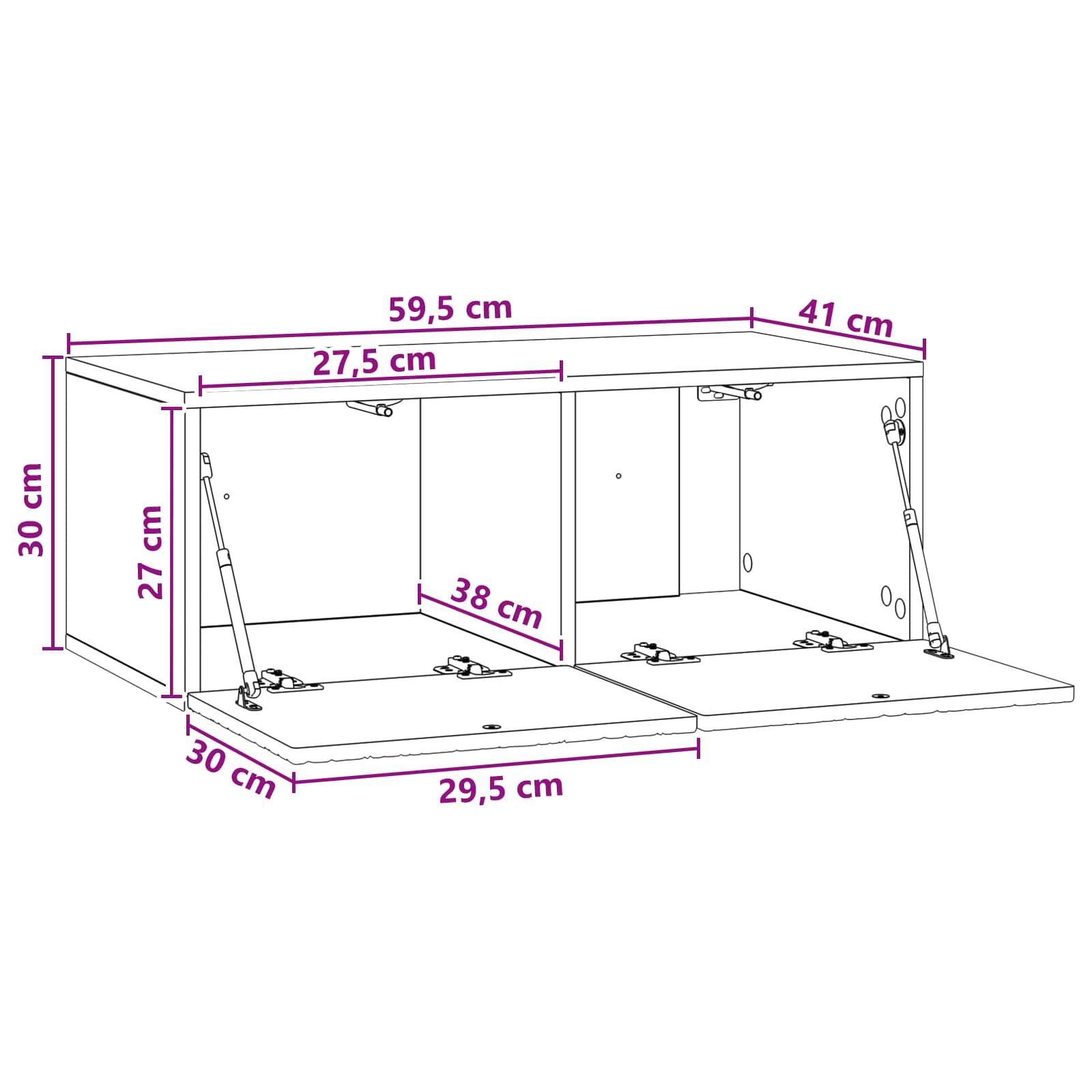 TV ormar za zid 59,5 x 41 x 30 cm Crna Konstruirano drvo Zidne