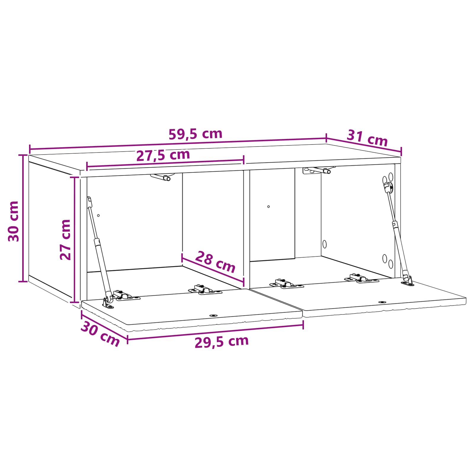 TV ormar za zid 59,5 x 31 cm Siva Sonoma Konstruirano drvo