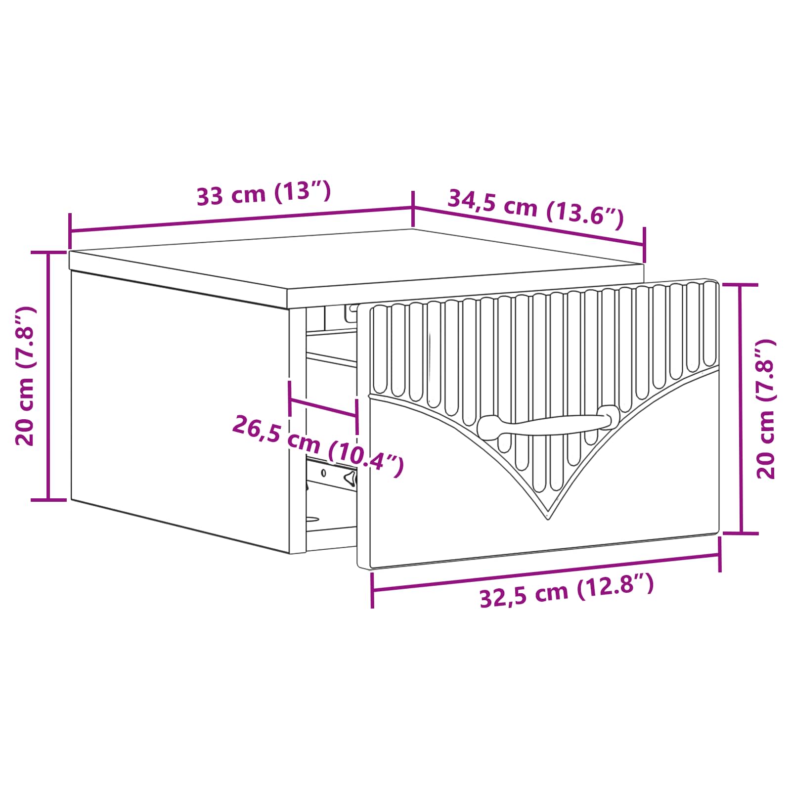 Noćni ormarić za montažu na zid s ladicama 2 pcs Siva sonoma