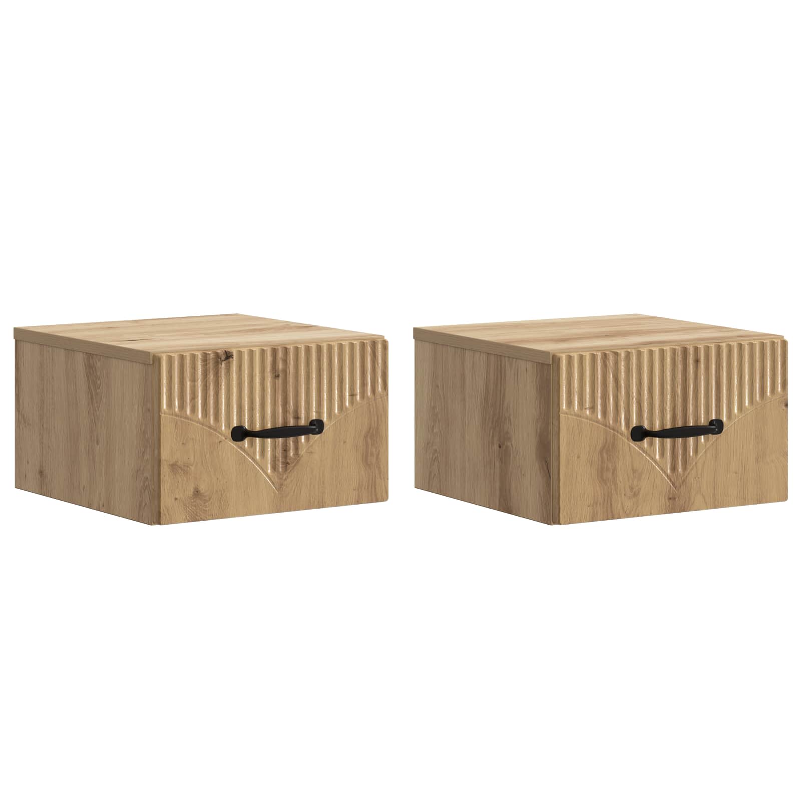 Noćni ormarić za montažu na zid s ladicama 2 pcs Hrast artisan