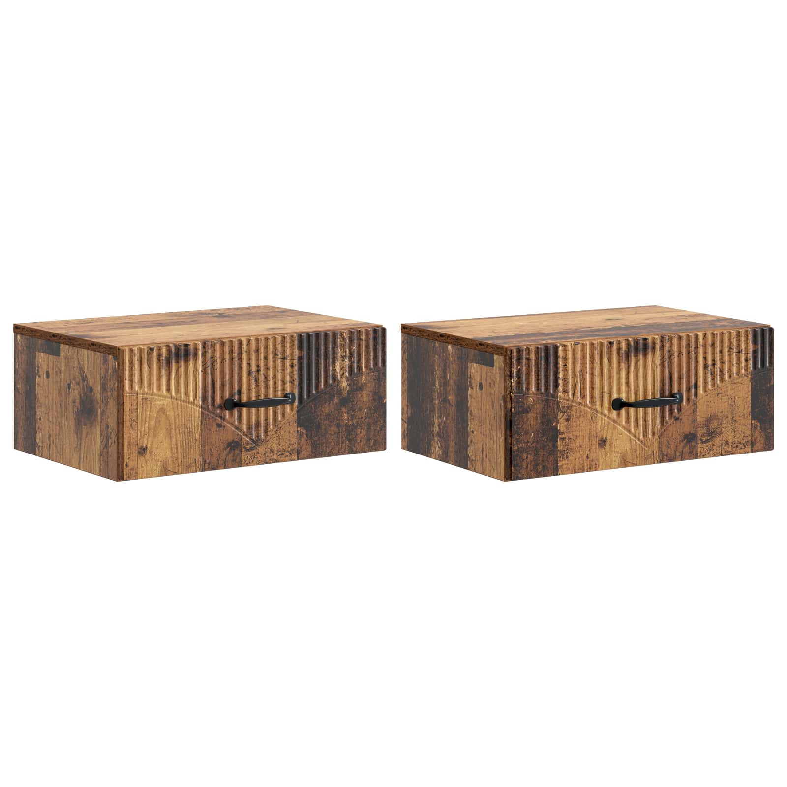 Noćni ormarić za montažu na zid s ladicama 2 pcs Staro drvo