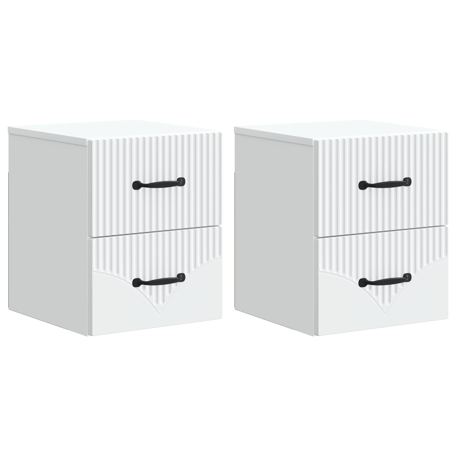 Noćni ormarić za montažu na zid 2 pcs Bijela 34,5 x 33 x 40 cm