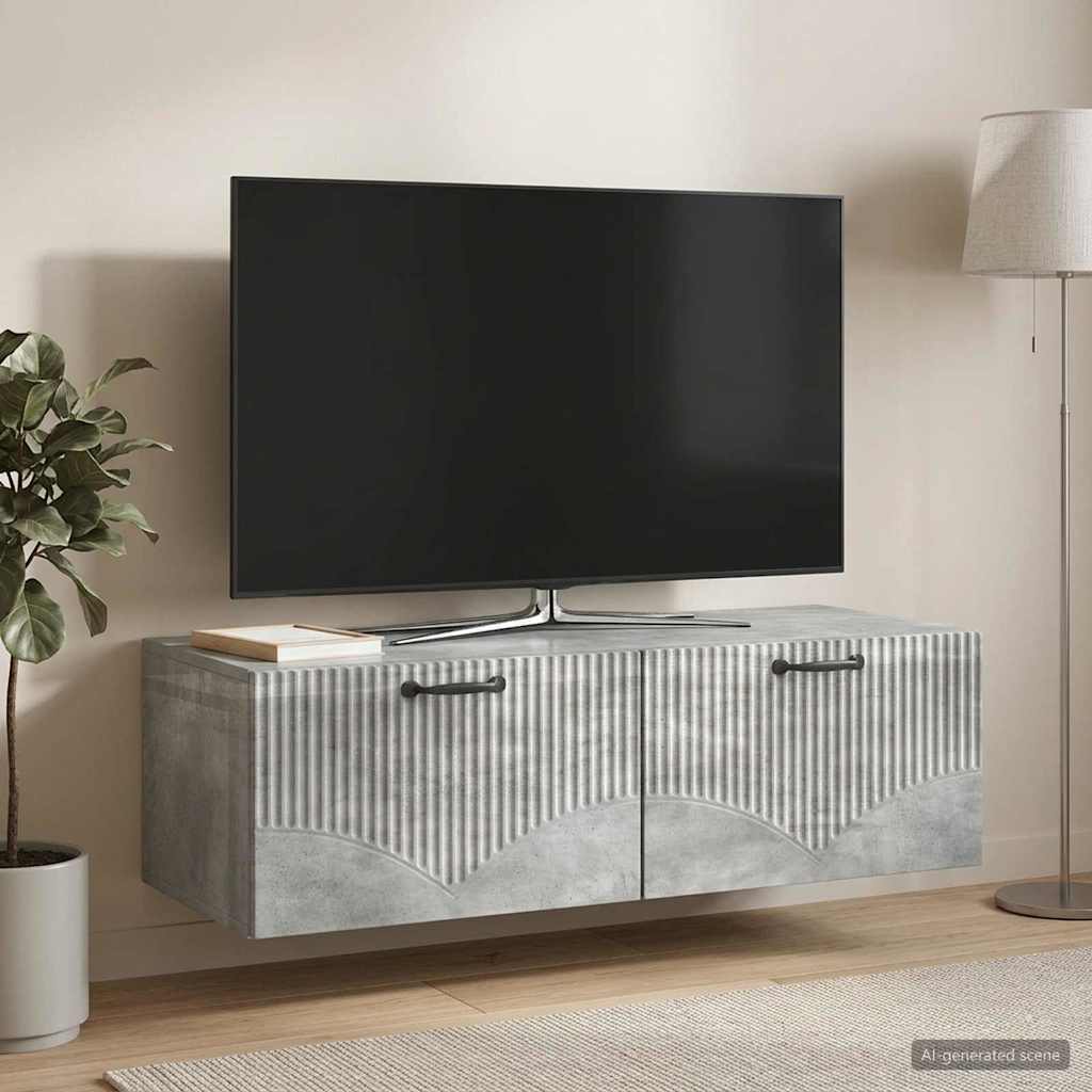 TV ormar za zid Betonska siva 98 x 41 x 30 cm Konstruirano drvo