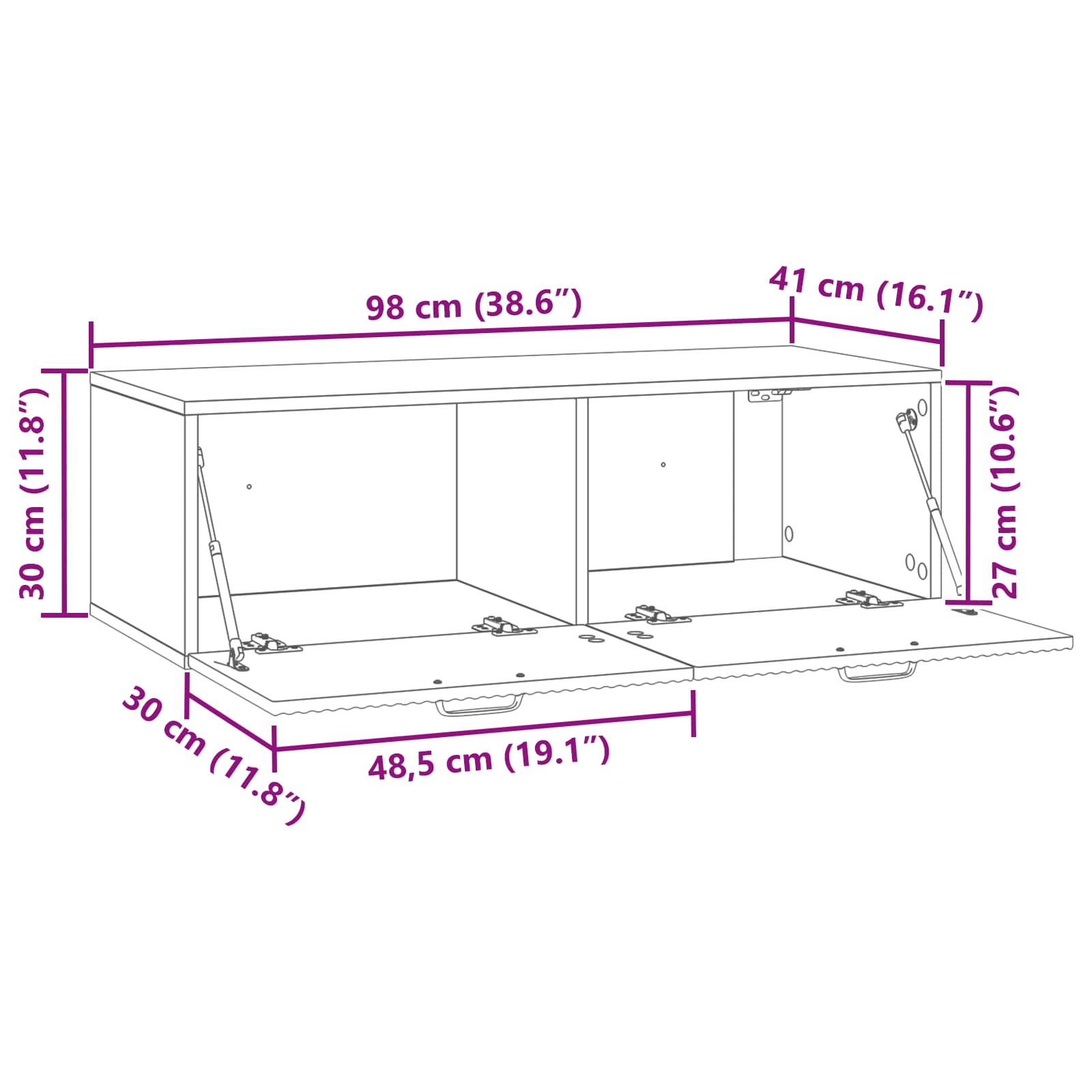 TV ormar za zid Dimljeni hrast 98 x 41 x 30 cm