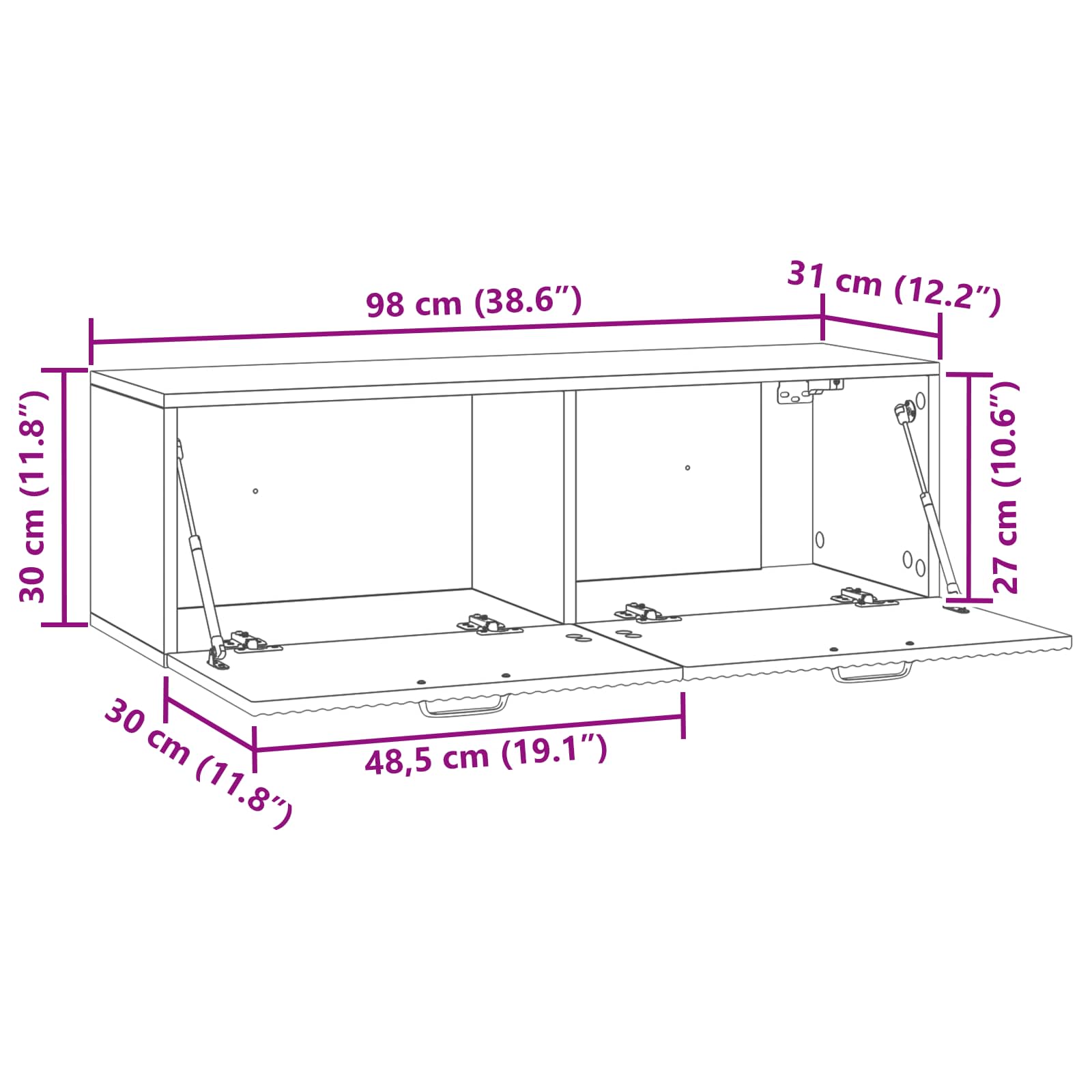 TV ormar za zid Siva sonoma 98 x 31 x 30 cm Konstruirano drvo