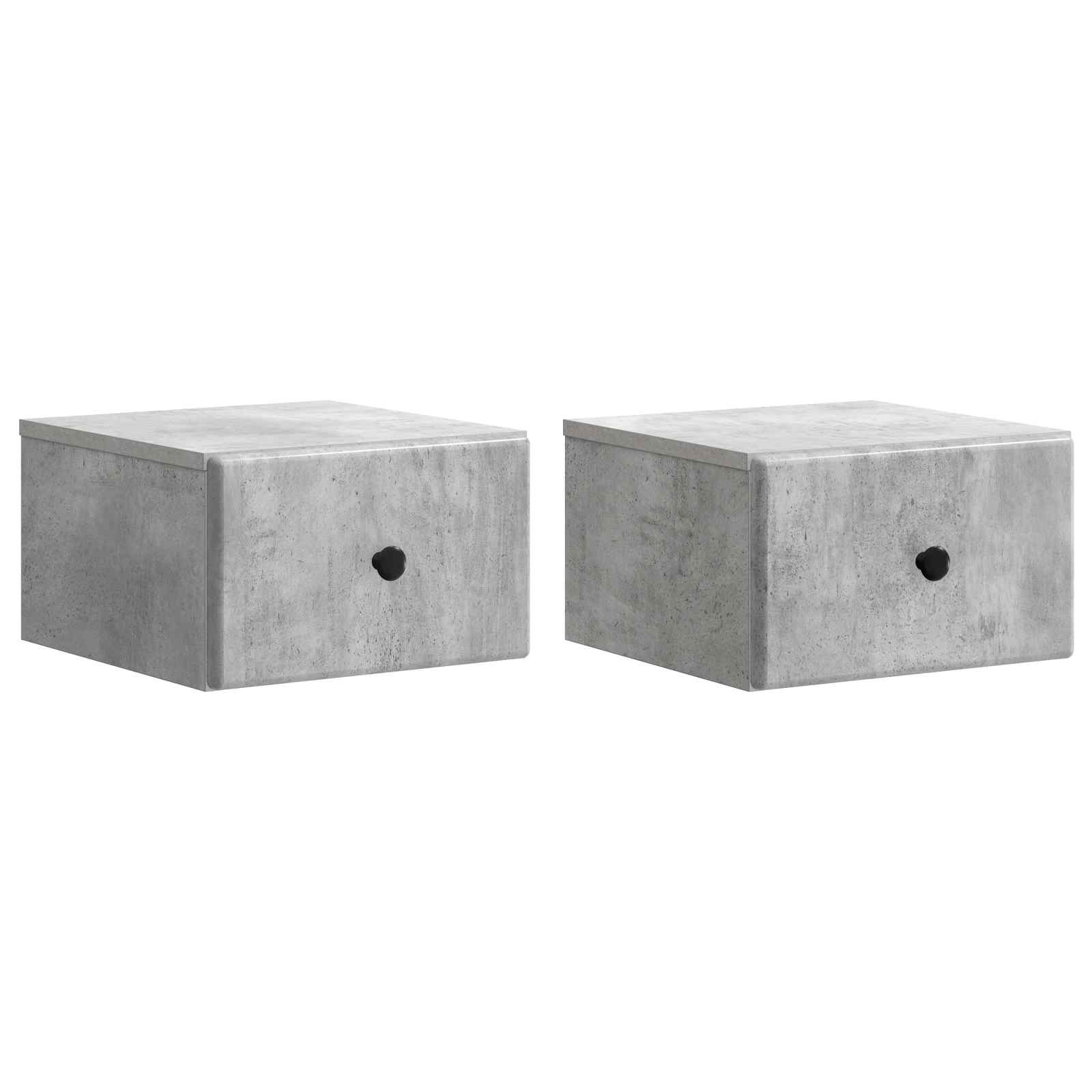 Noćni ormarić za montažu na zid s ladicama 2 pcs Betonska siva