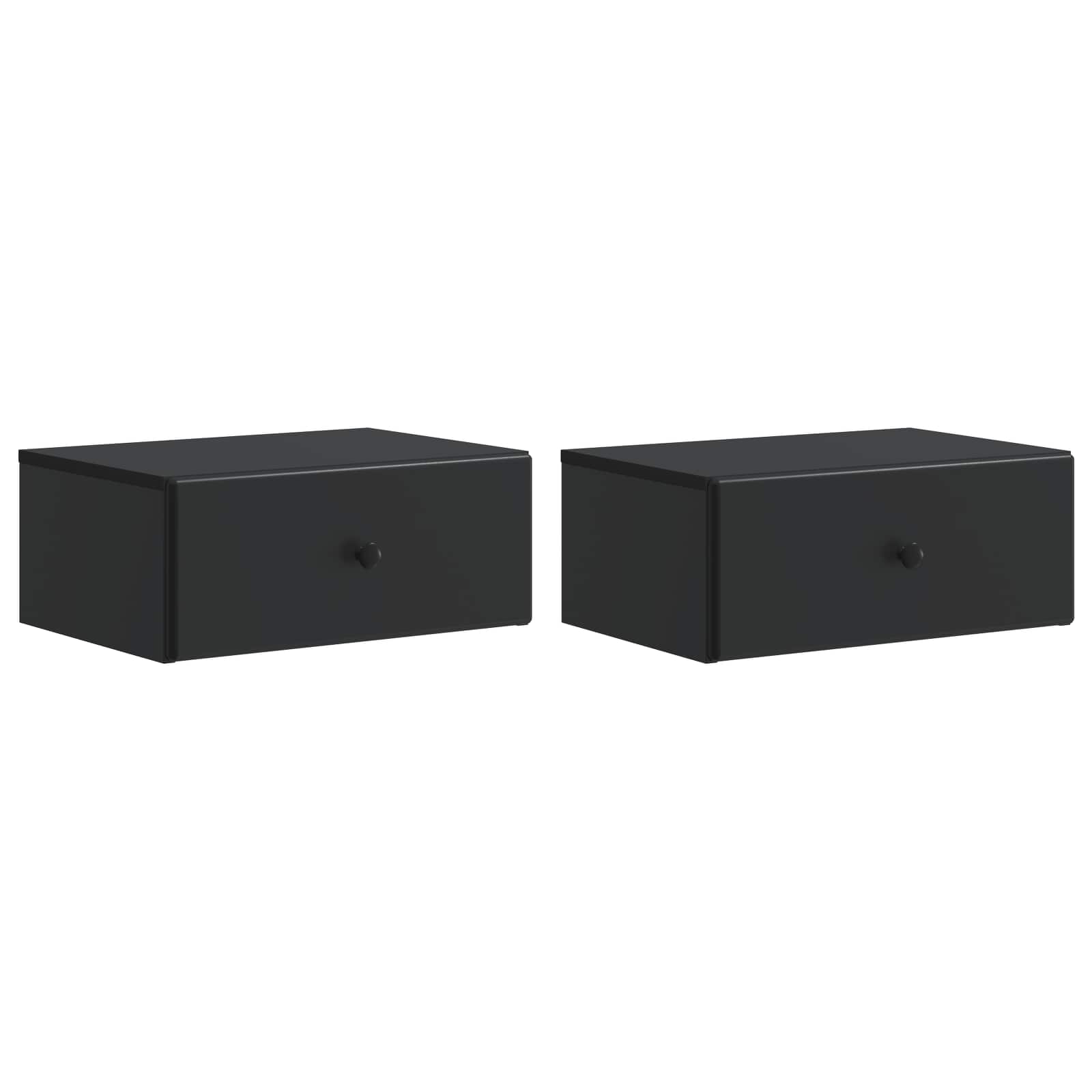 Noćni ormarić za montažu na zid 2 pcs Crna 49 x 34,5 x 20 cm