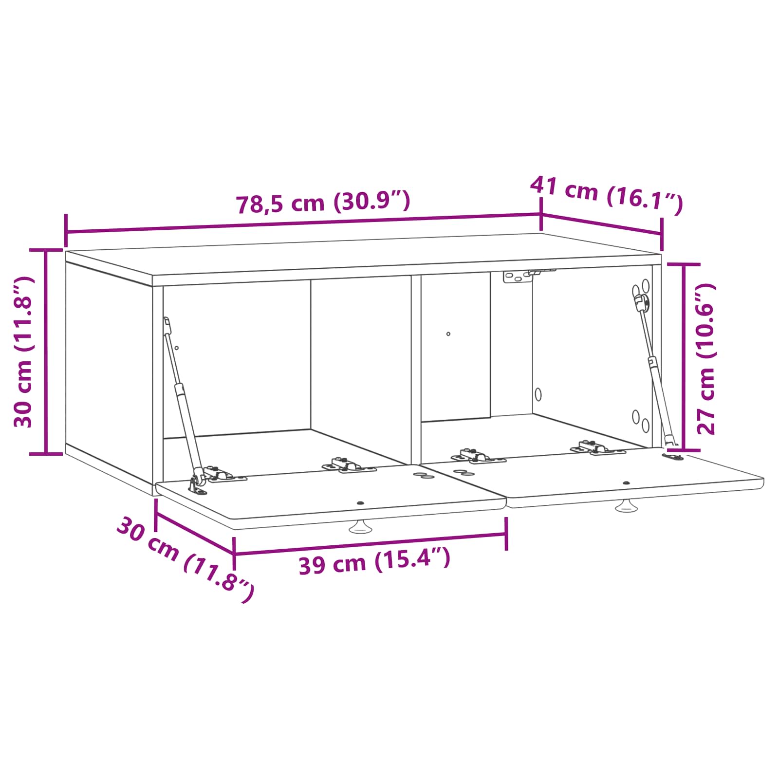 TV ormar za zid 78,5 x 41 x 30 cm Hrast artisan