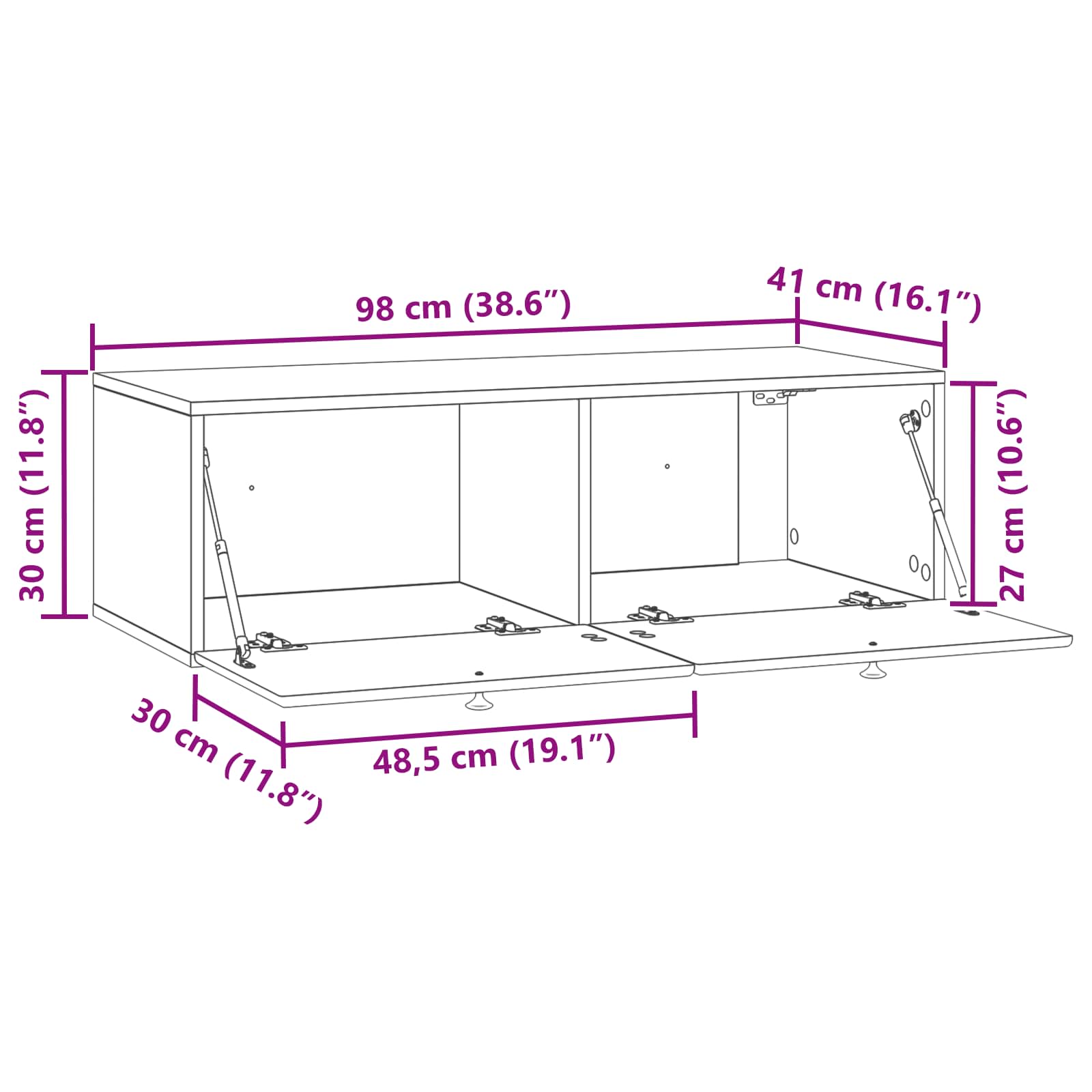 TV ormar za zid 98 x 41 x 30 cm Staro drvo Konstruirano drvo